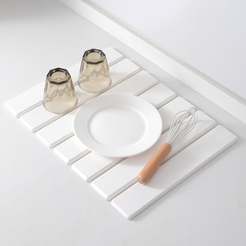 White Foldable Diatomite Drying Mat for Kitchen Draining - image 6