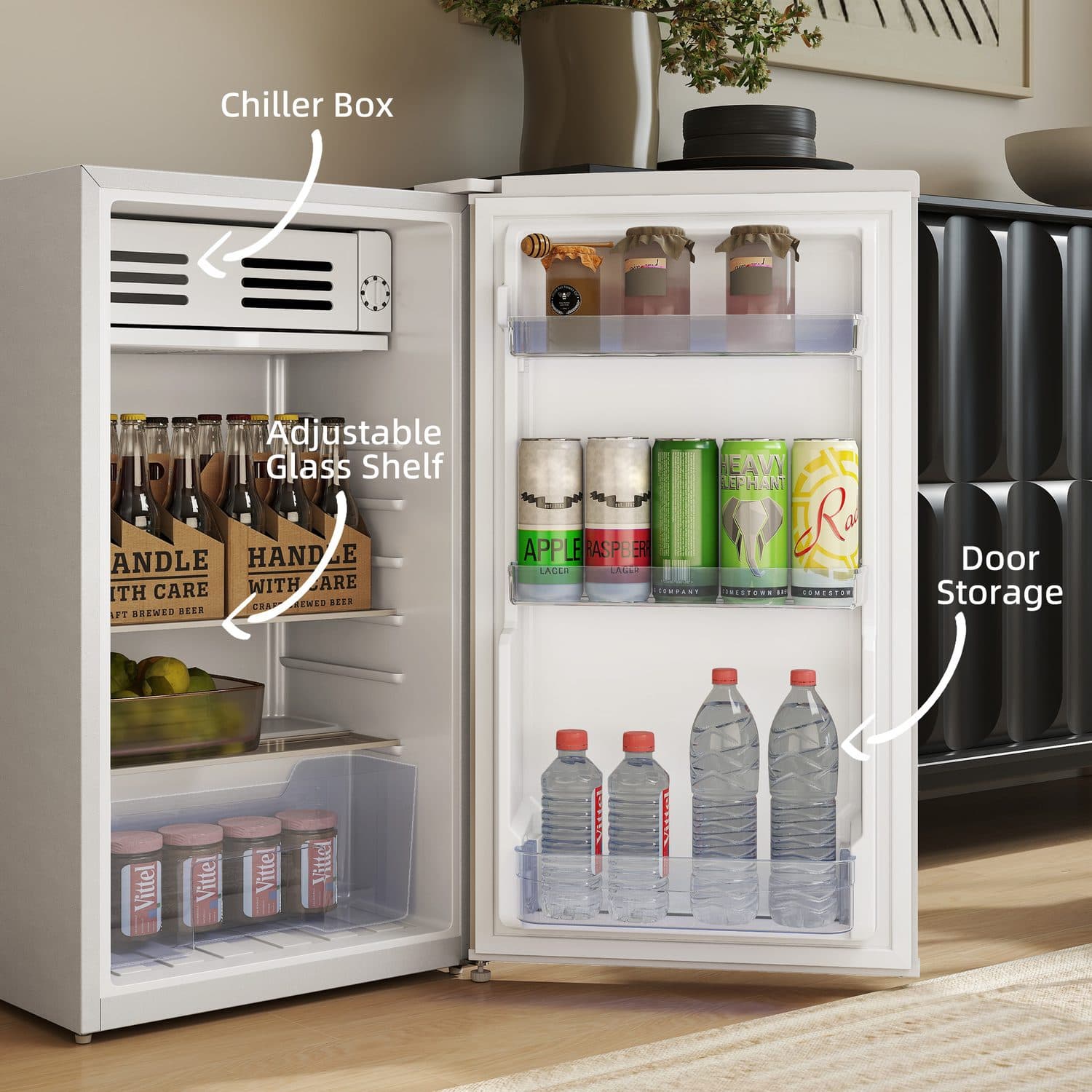 85-Litre Under-Counter Retro Fridge in White With Chiller Box - image 4