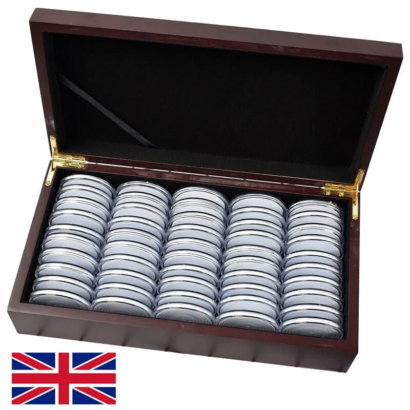 Display and Protect 50 Coins in a Wooden Collector's Case - image 6
