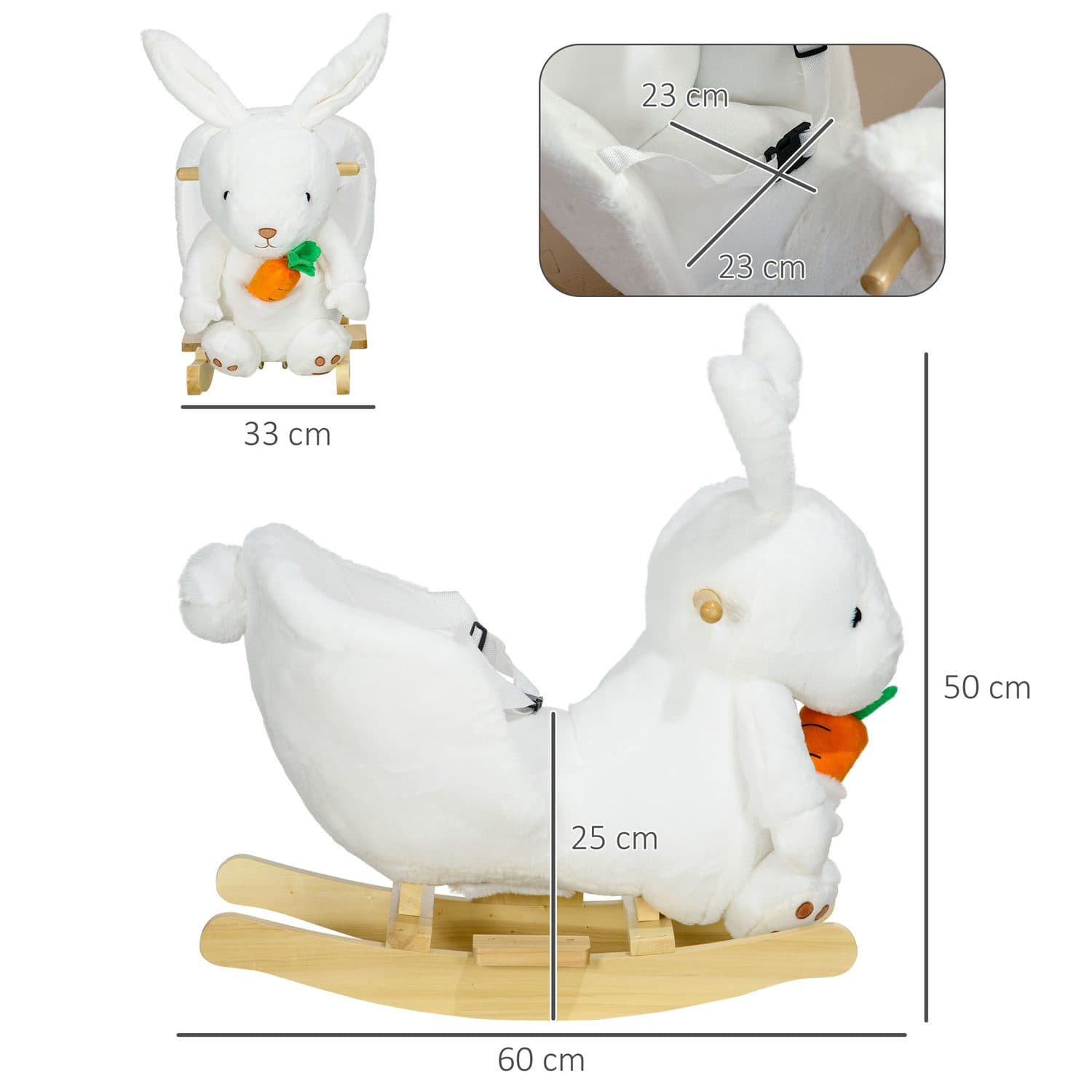 White Rabbit Rocking Horse With Safety Harness for Toddlers - image 2