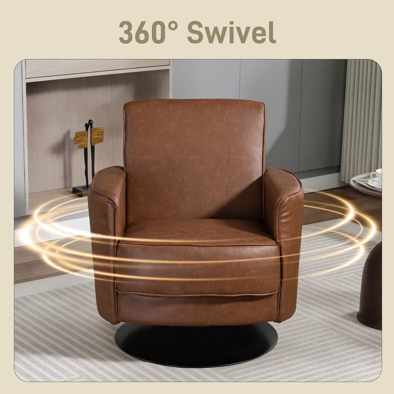 Brown Swivel Armchair - image 3