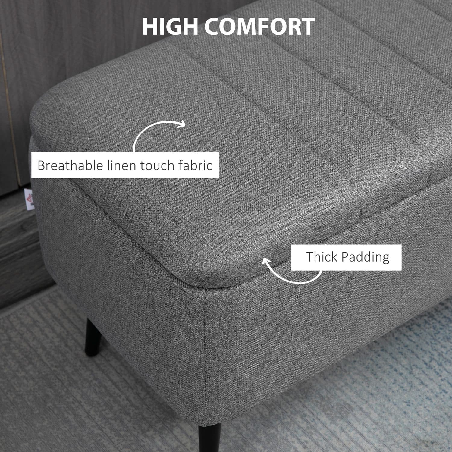Grey Linen Storage Ottoman - image 4