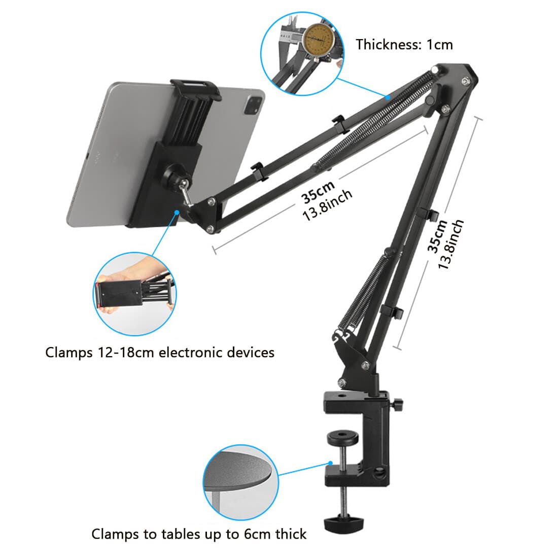 Articulating Long Arm Tablet Stand With Desk Clamp Mount - image 8