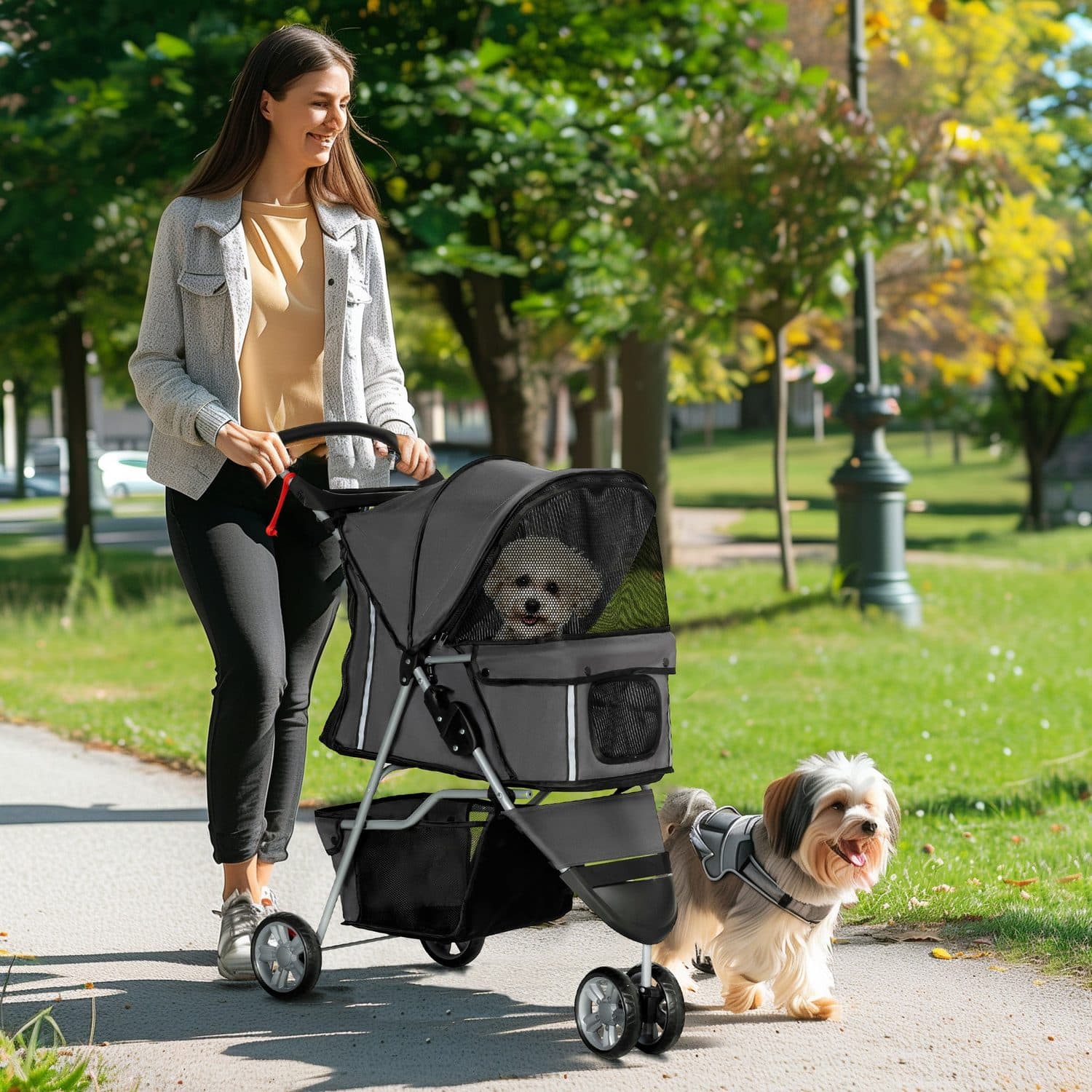 PawHut 3 Wheel Pet Stroller for Small and Miniature Dogs - image 3