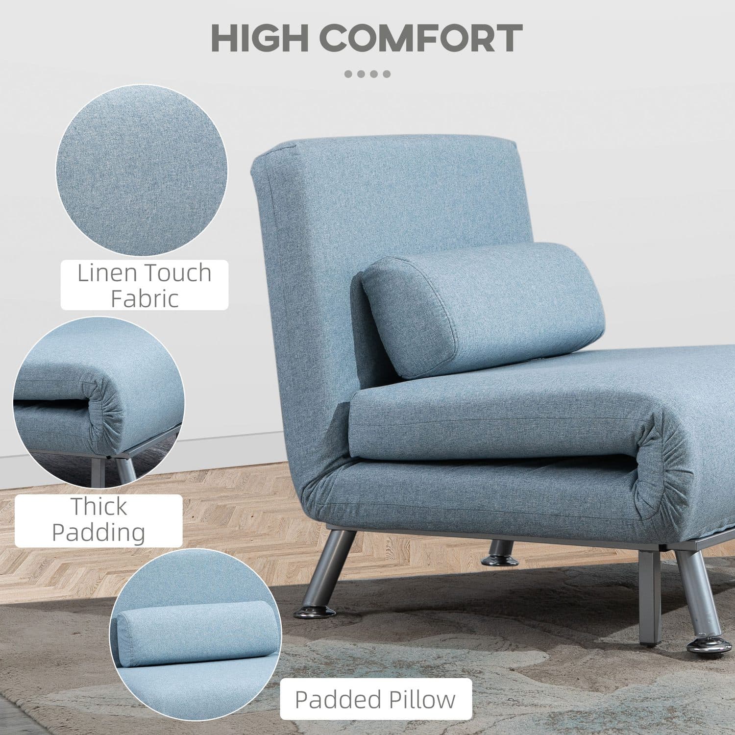 Sky Blue 3-in-1 Chair Bed - image 5