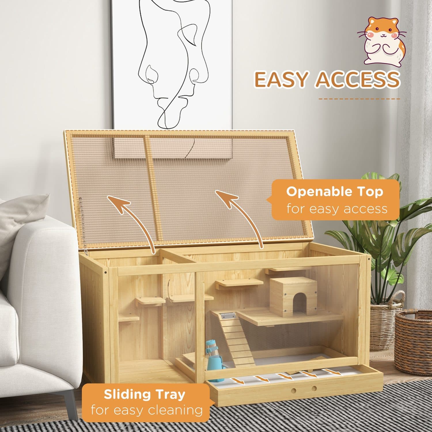 PawHut 2-Tier Hamster Cage with Water Bottle and Seesaws - image 4