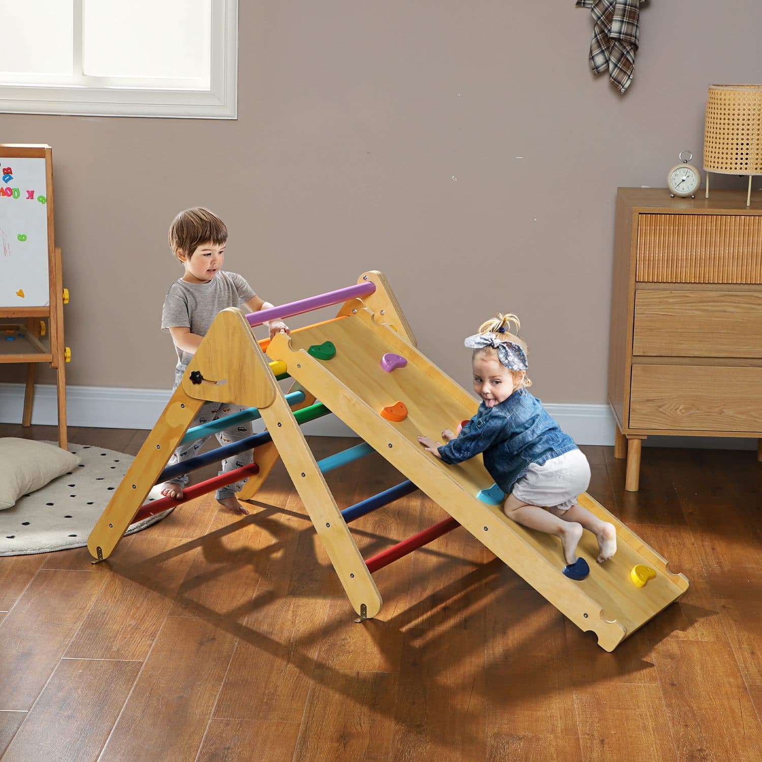 3-in-1 Wooden Climbing Frame for Toddlers 18-48 Months - image 2