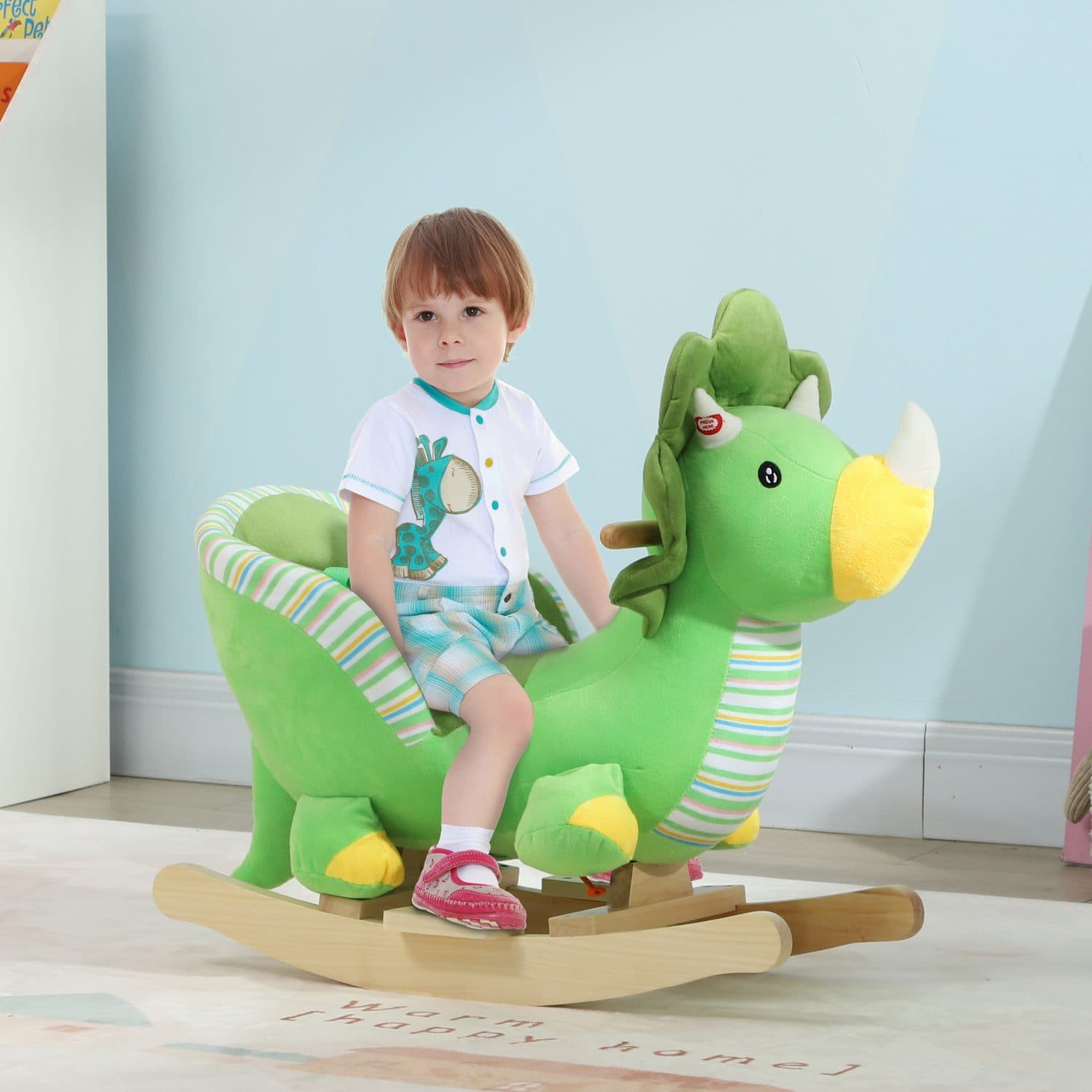 Plush Triceratops Rocking Toy with Animal Sounds for Toddlers - image 1