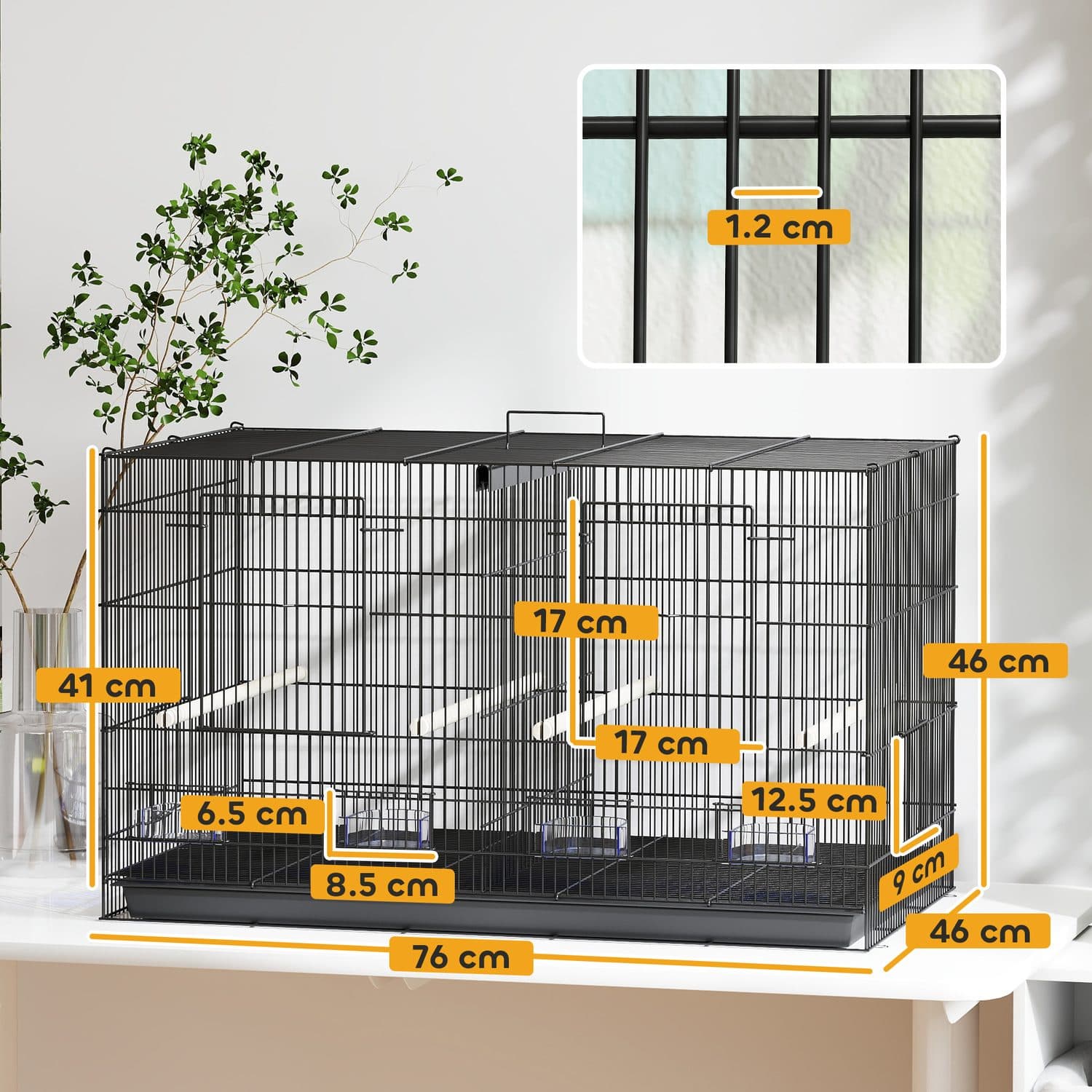 PawHut Divided Bird Cage for Budgies, Lovebirds and Canaries - image 3
