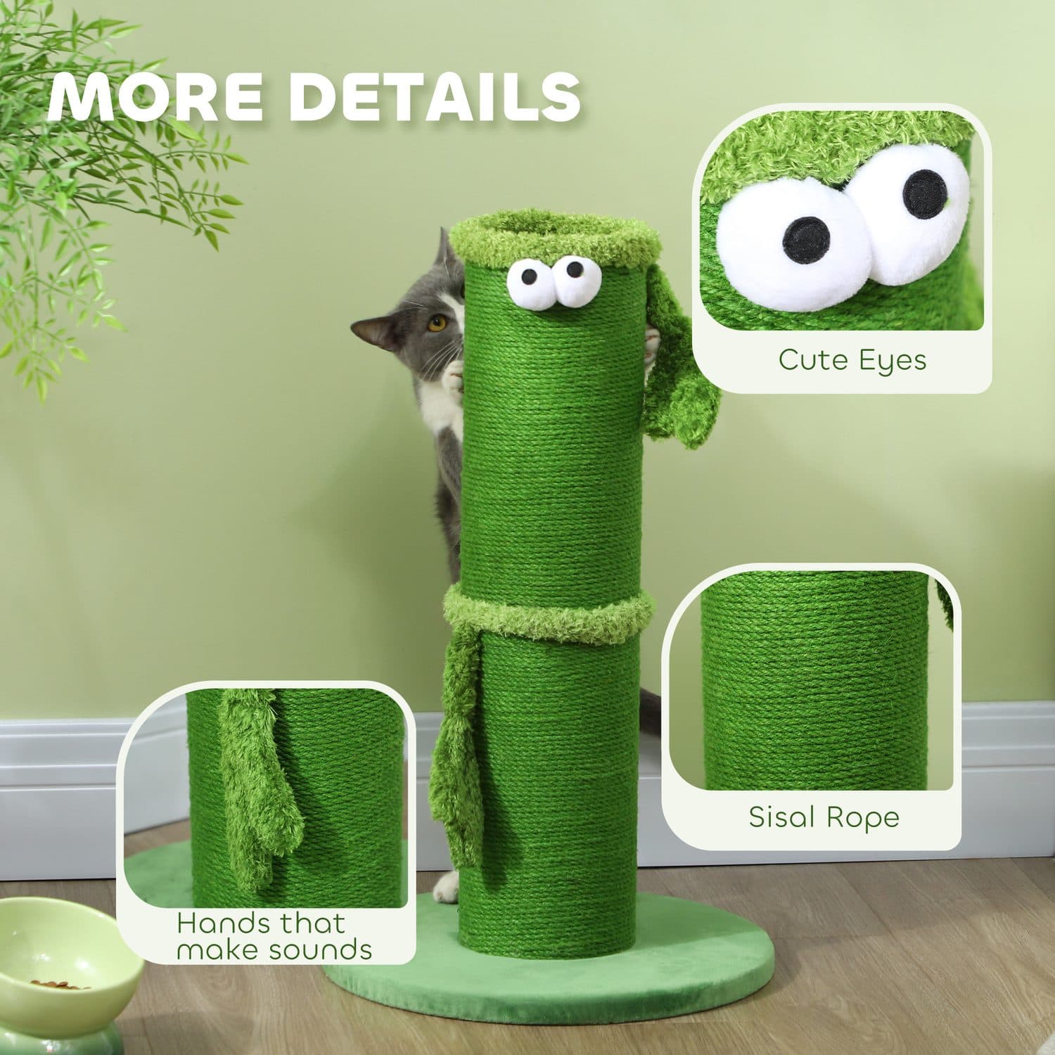 PawHut Cat Scratching Post with Sisal Rope and Wide Base - image 5