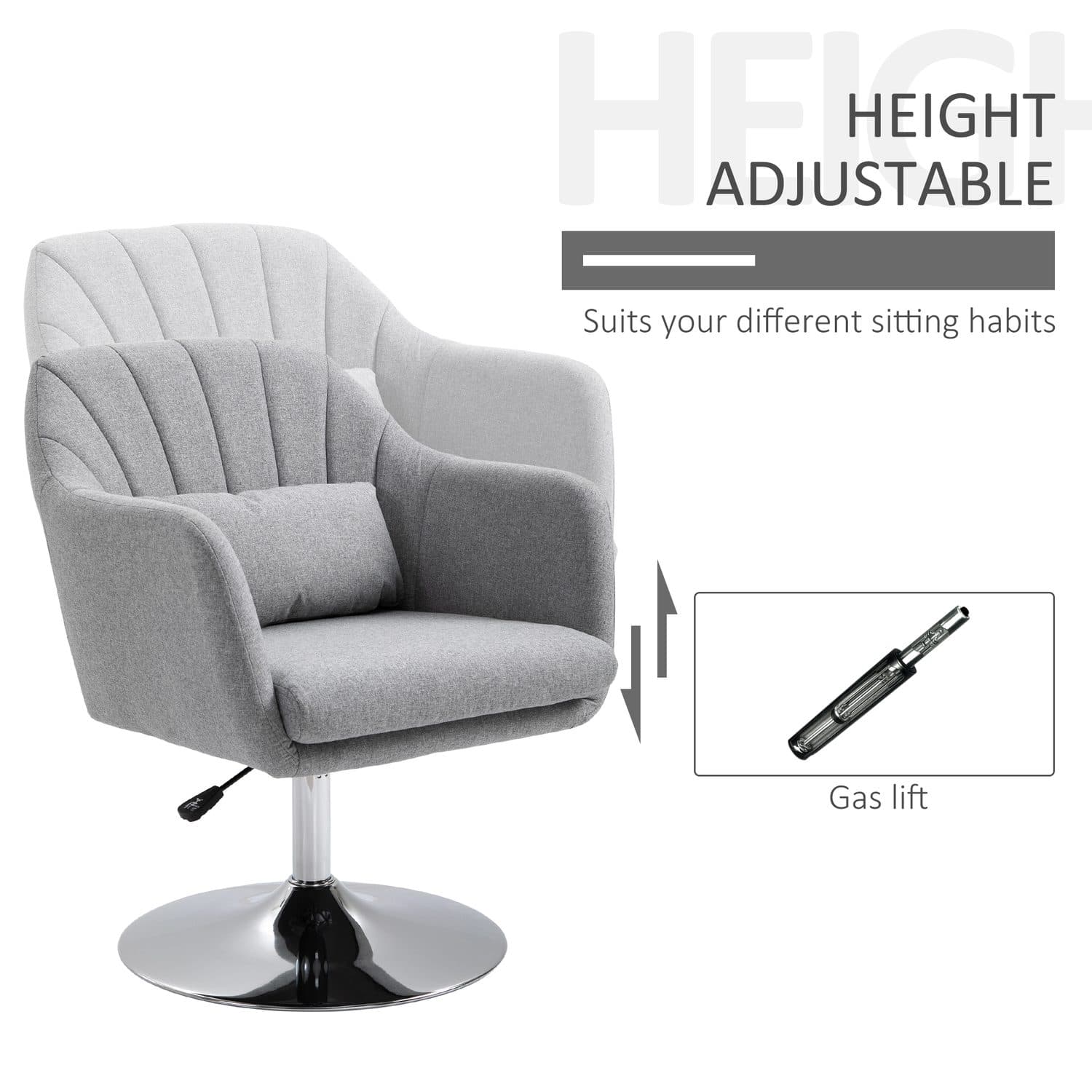 Light Grey Swivel Accent Chair for Home Offices - image 1