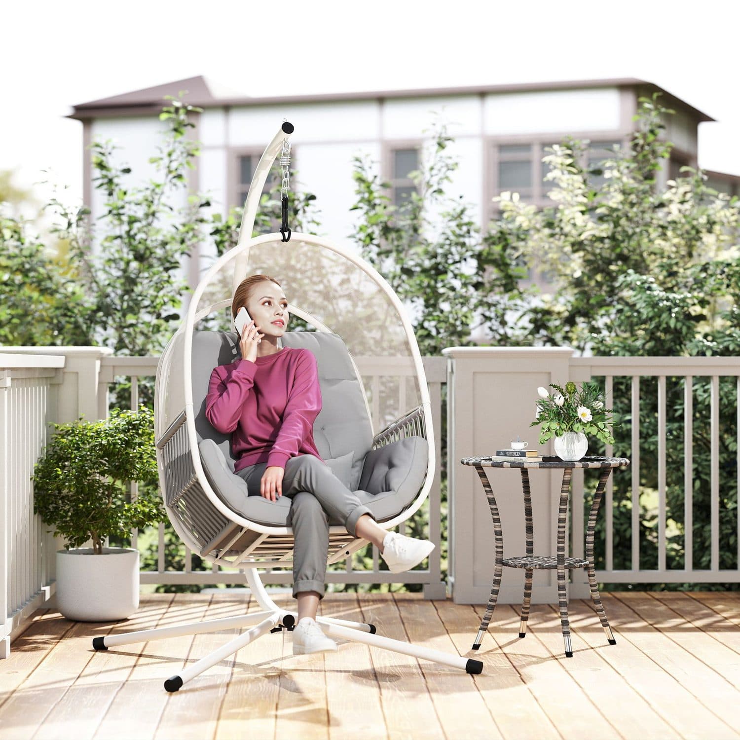Light Grey Hanging Egg Chair - image 1