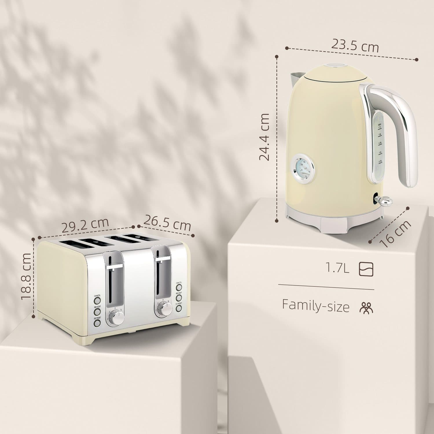 Cream Retro Kettle & Toaster Set - image 3
