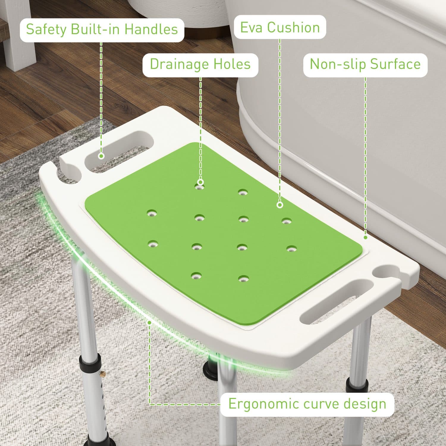 Adjustable shower stool with non-slip feet - image 1