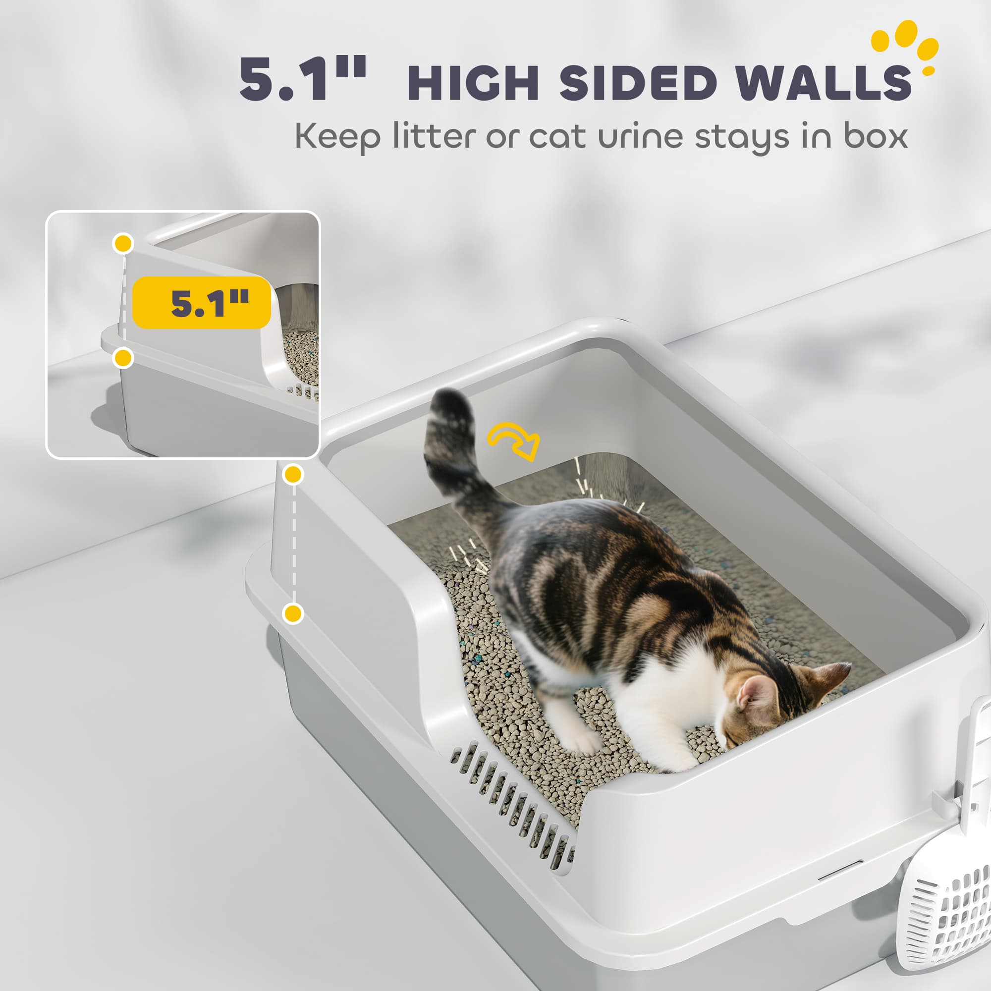 Stainless Steel Cat Litter Tray with Detachable Rim and Scoop - image 4