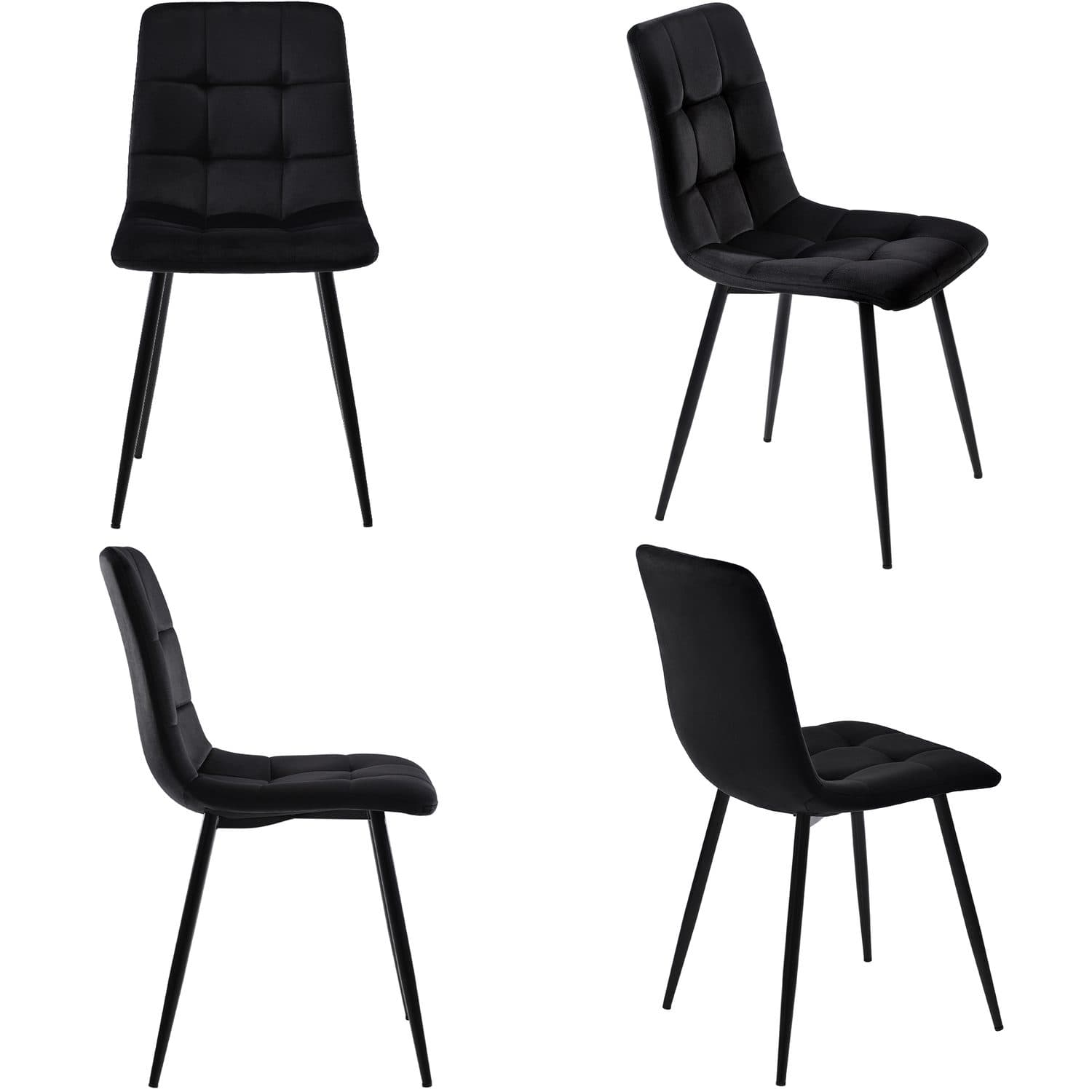 Modern Black Marble Effect Dining Table & Velvet Chairs - image 3