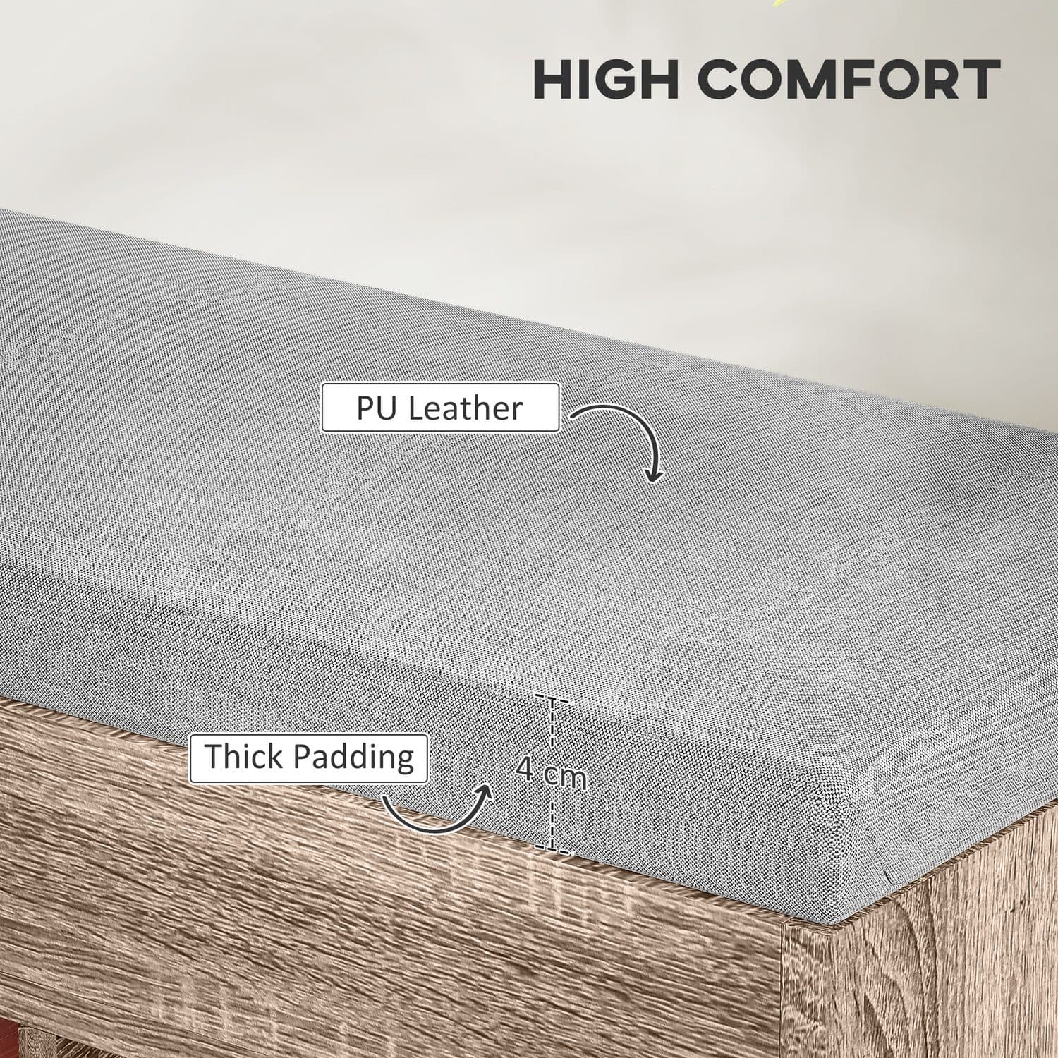 Grey Wood Shoe Storage Bench With Padded Seat - image 1