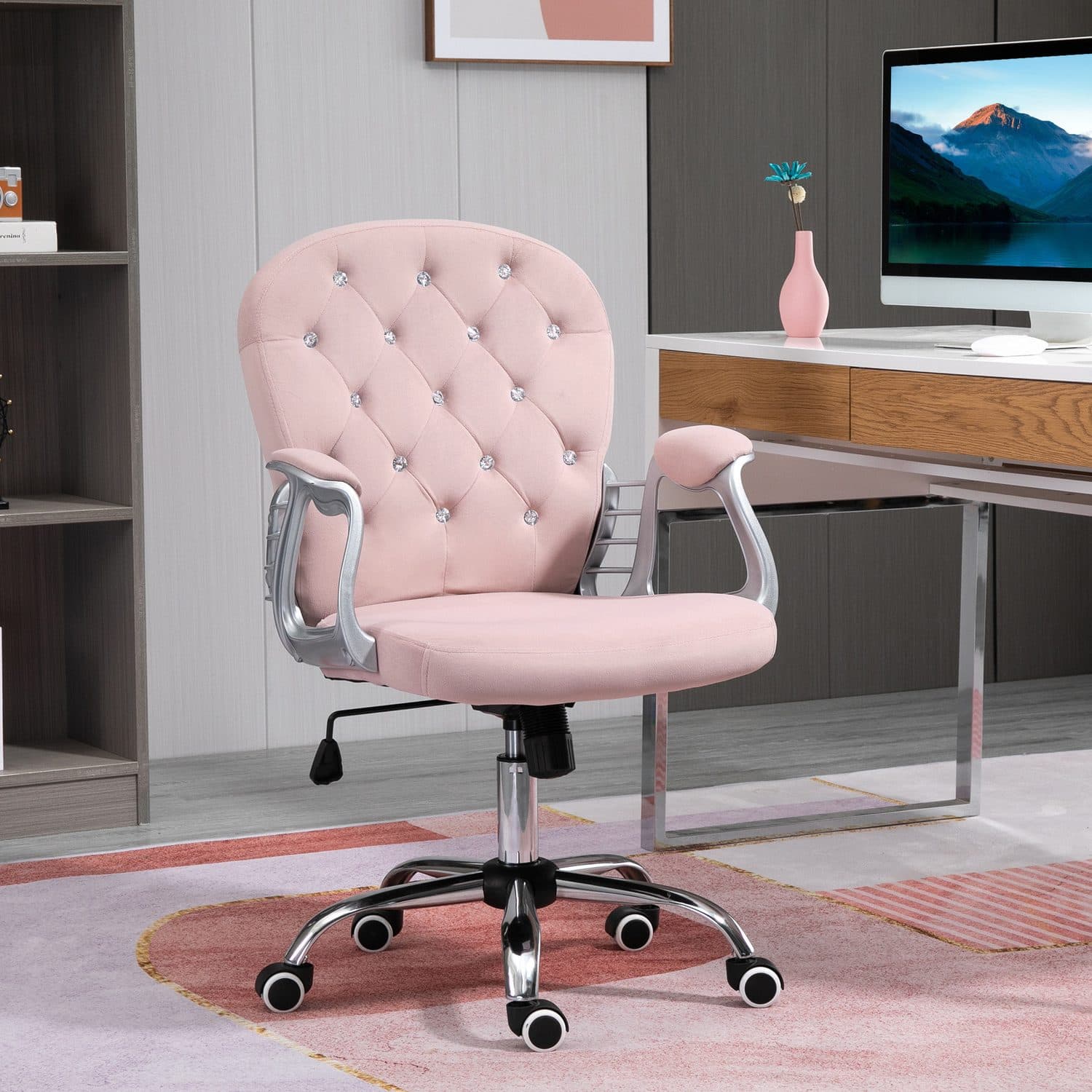 Pink Velvet Swivel Chair - image 1