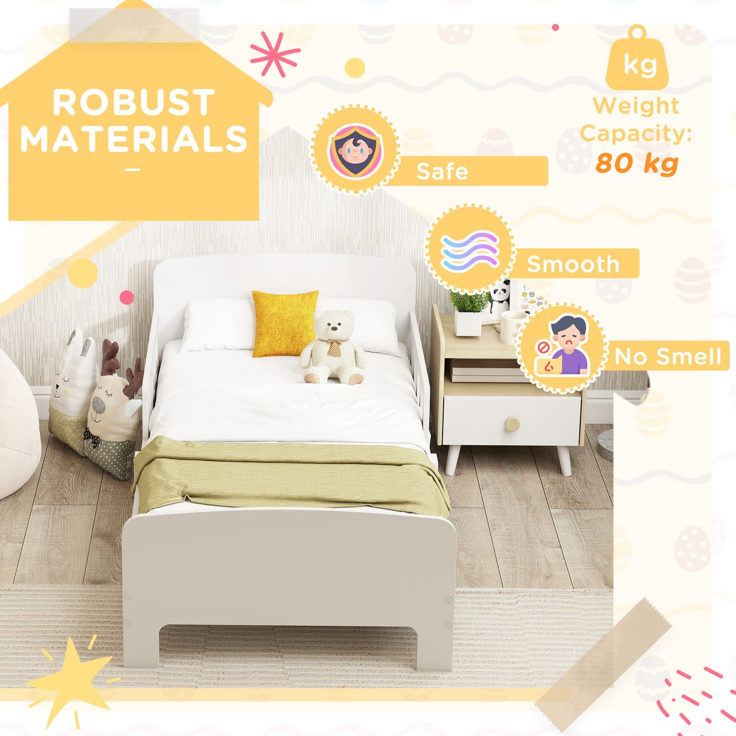 White Toddler Bed with Safety Rails - image 3
