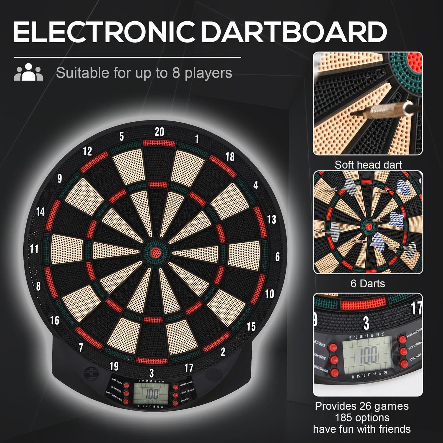 Electronic Dartboard with 26 Games and 8-Player Scoring - image 5
