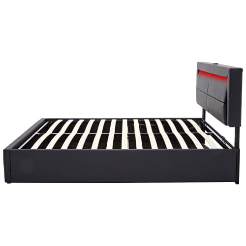 Upholstered Double Bed (4ft6) with LED Lights, USB Charging & Ottoman Storage - image 9