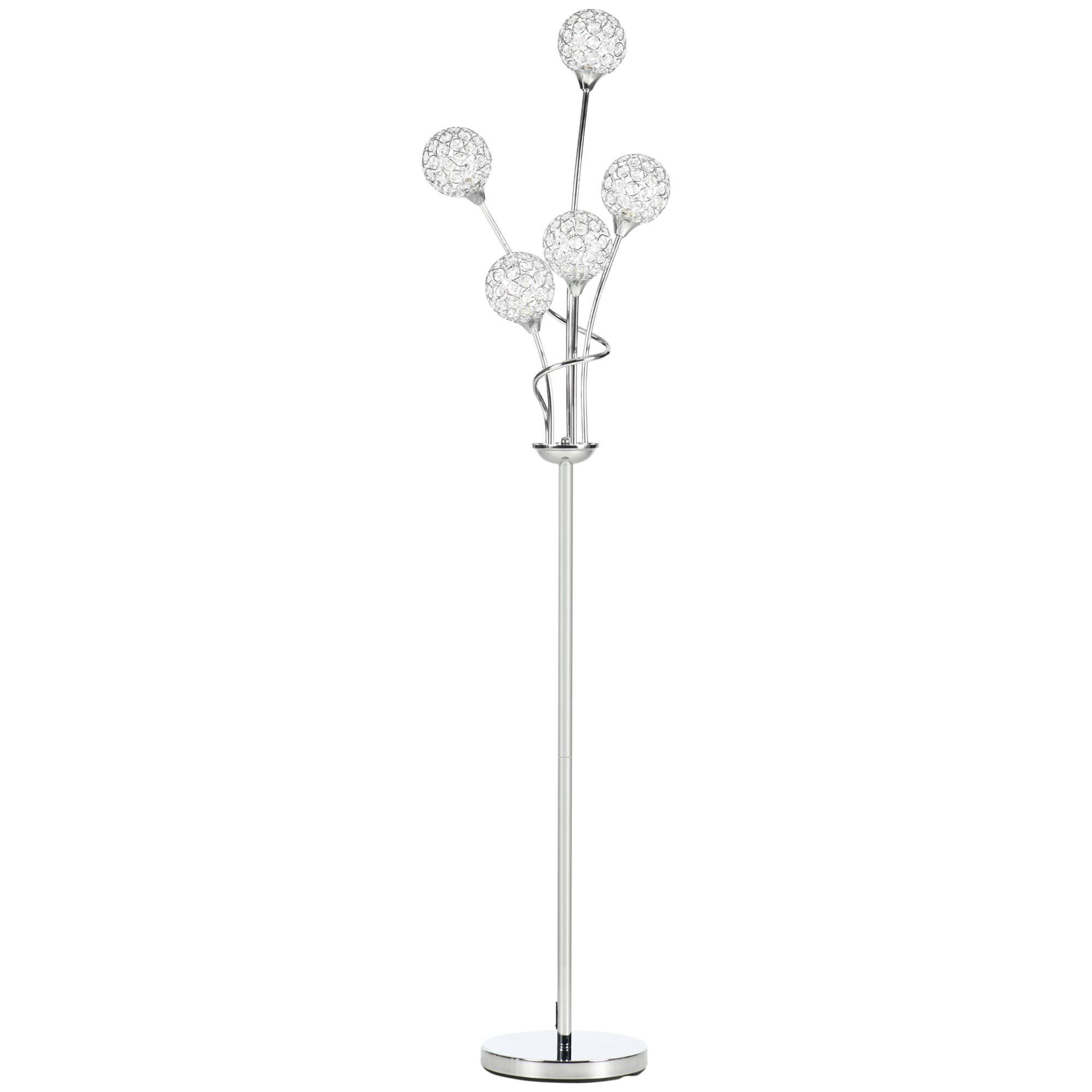 5-Light Silver Crystal Floor Lamp