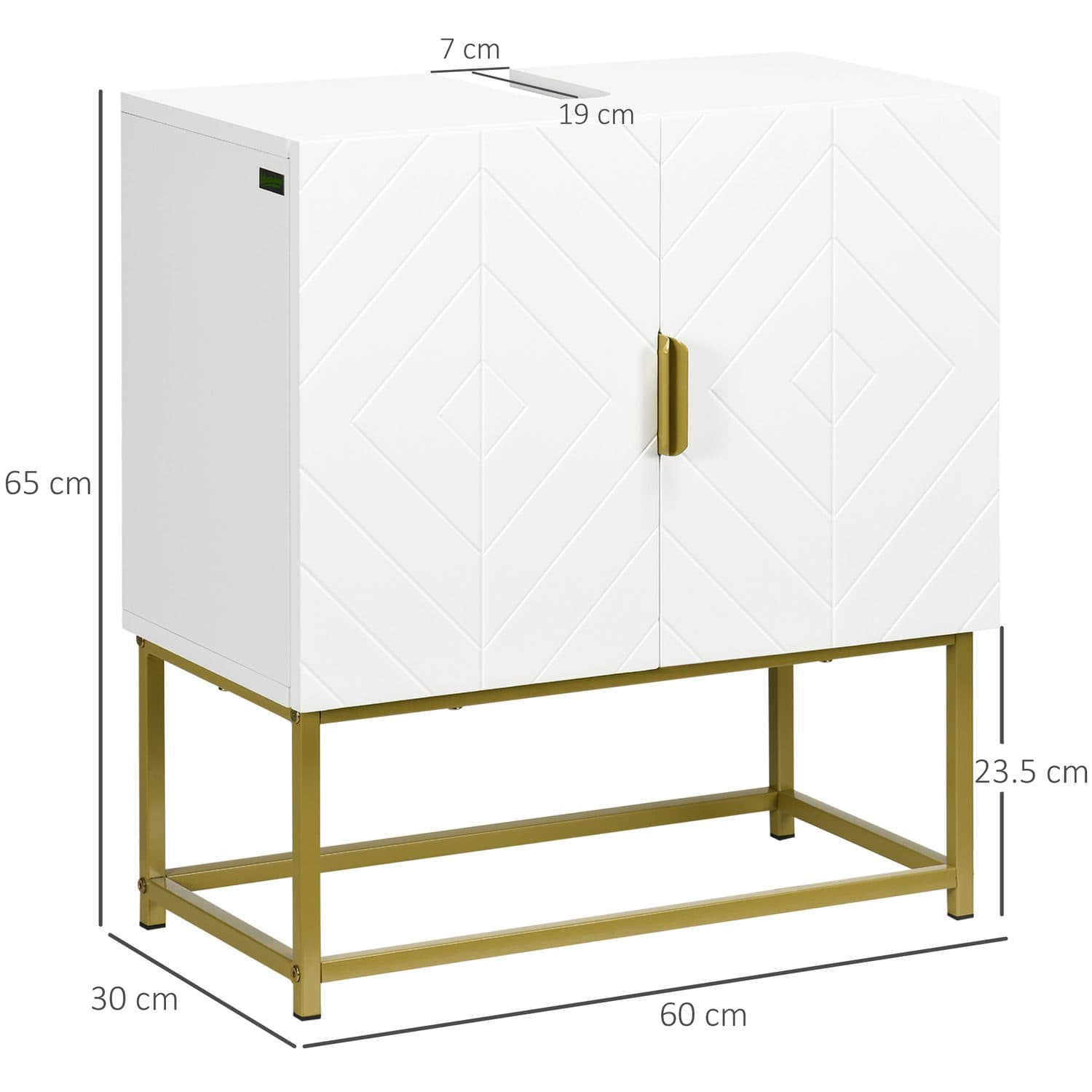 White Under Sink Cabinet with Gold Frame - image 5