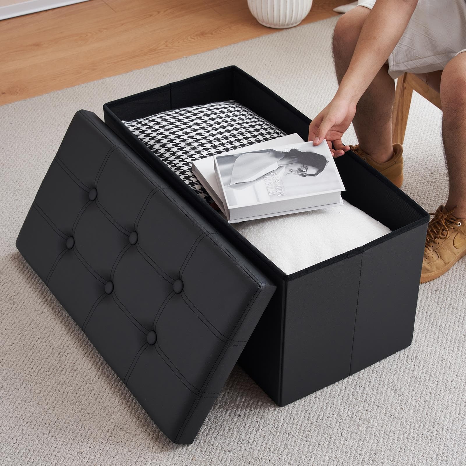 A Tufted Storage Ottoman That Doubles as a Seat - image 7