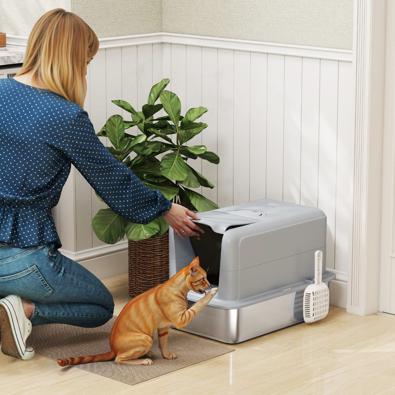 PawHut Enclosed Litter Box - image 3