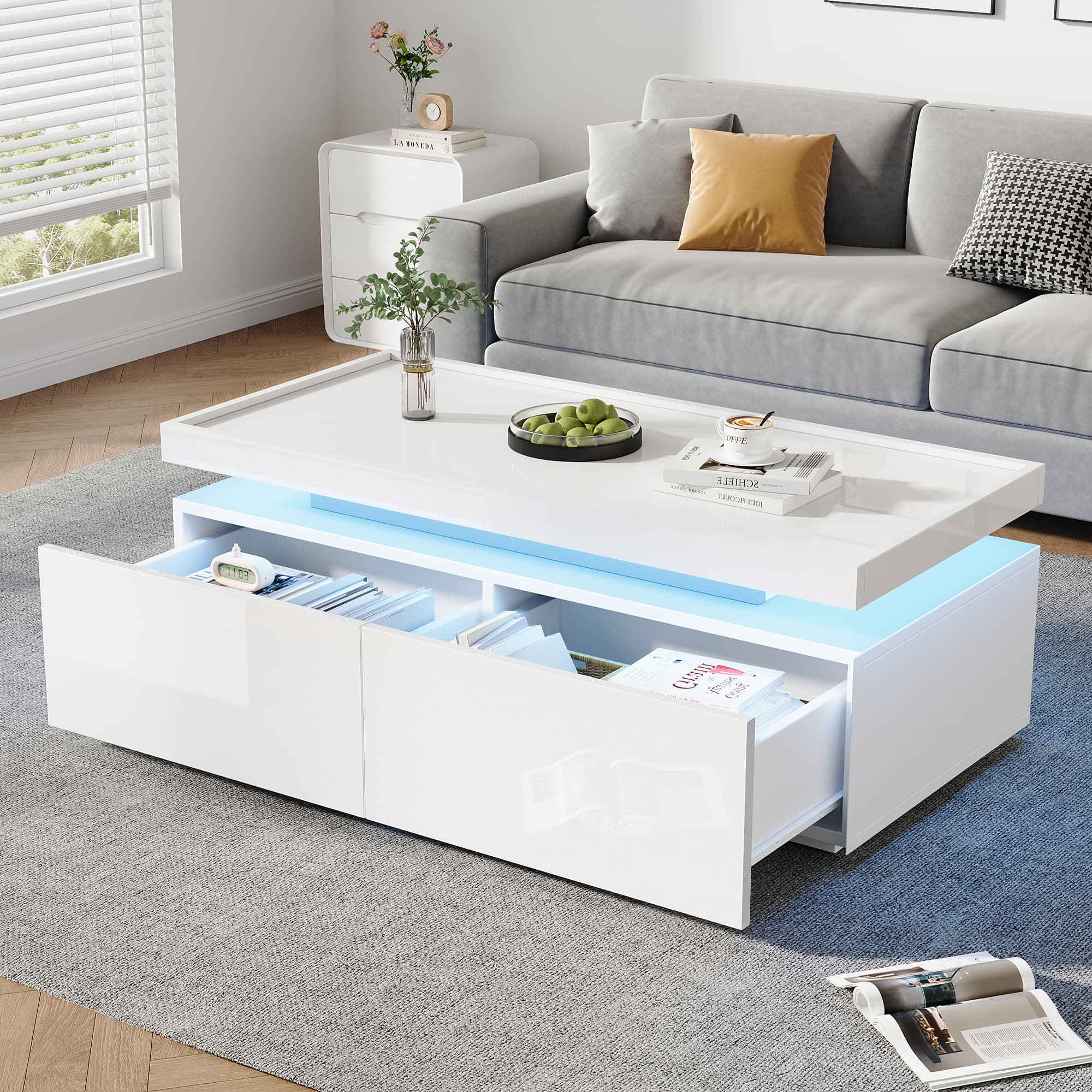 Modern LED Coffee Table - White