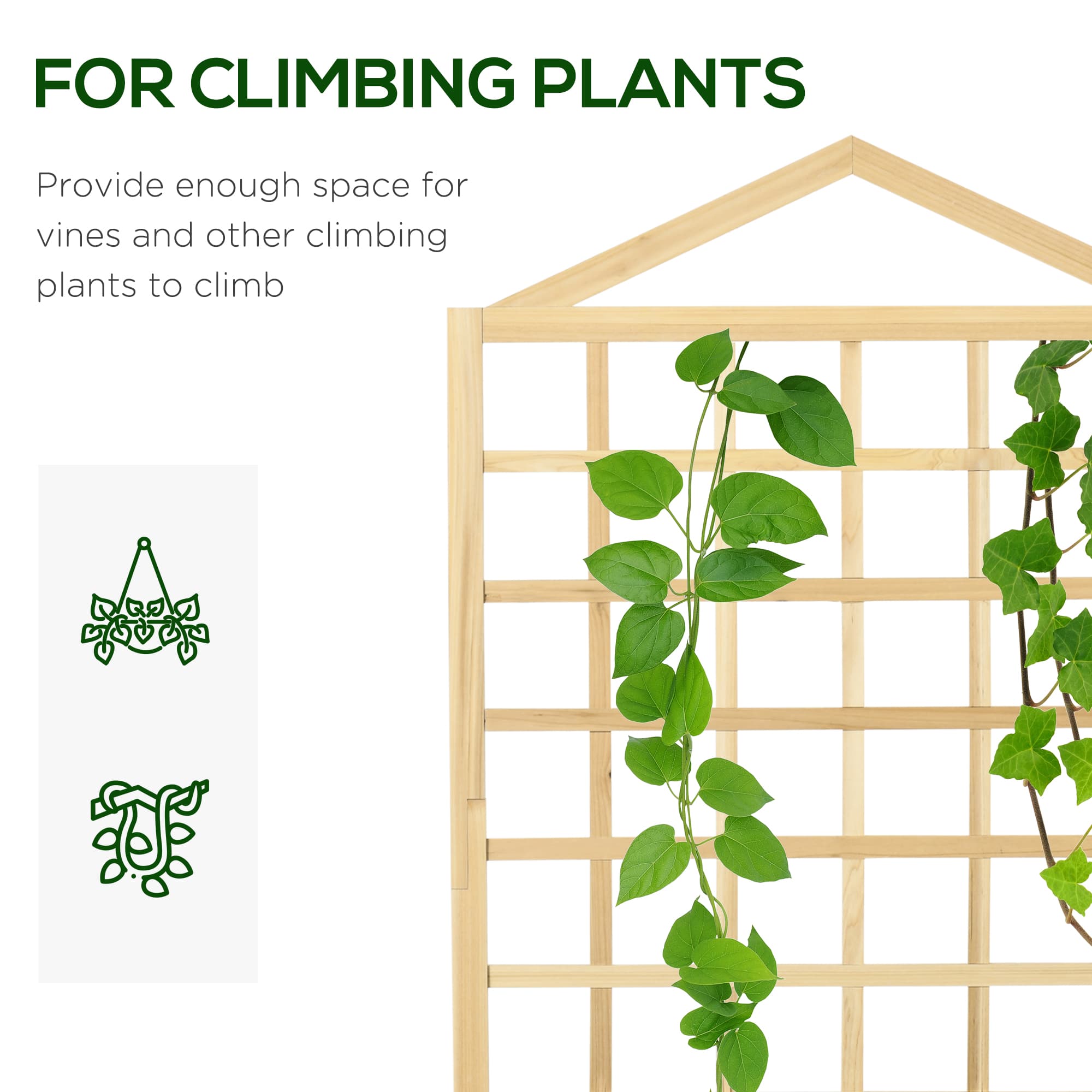 Natural wooden planter with trellis for climbing plants - image 1