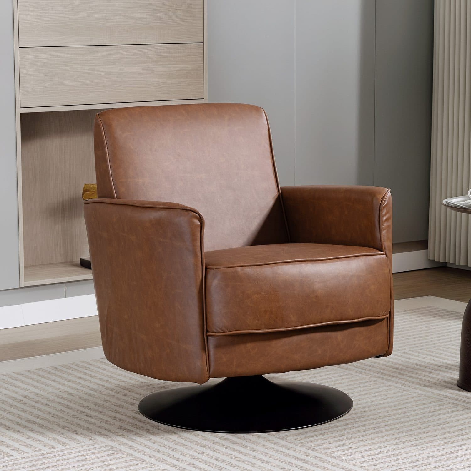 Brown Swivel Armchair - image 2