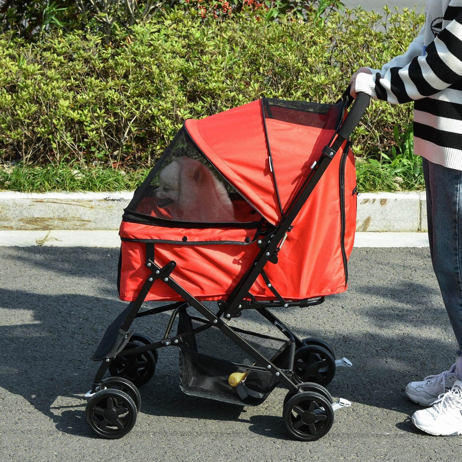 PawHut Foldable Pet Stroller with Reversible Handle and Brake - image 4