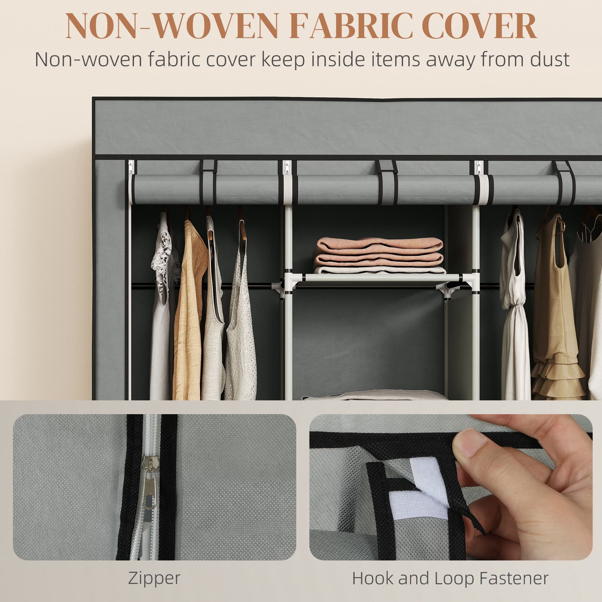 Clothes with a portable light grey wardrobe - image 3