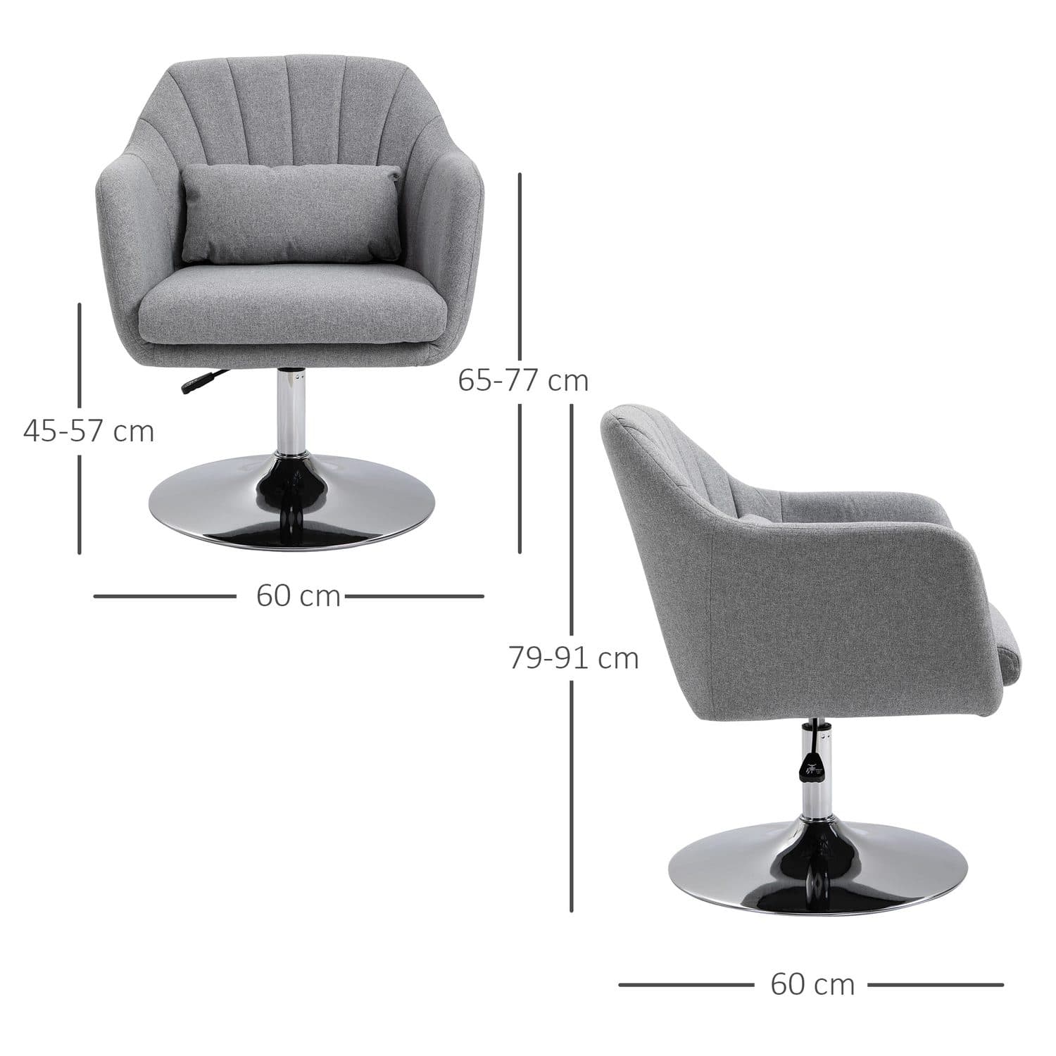Light Grey Swivel Accent Chair for Home Offices - image 2