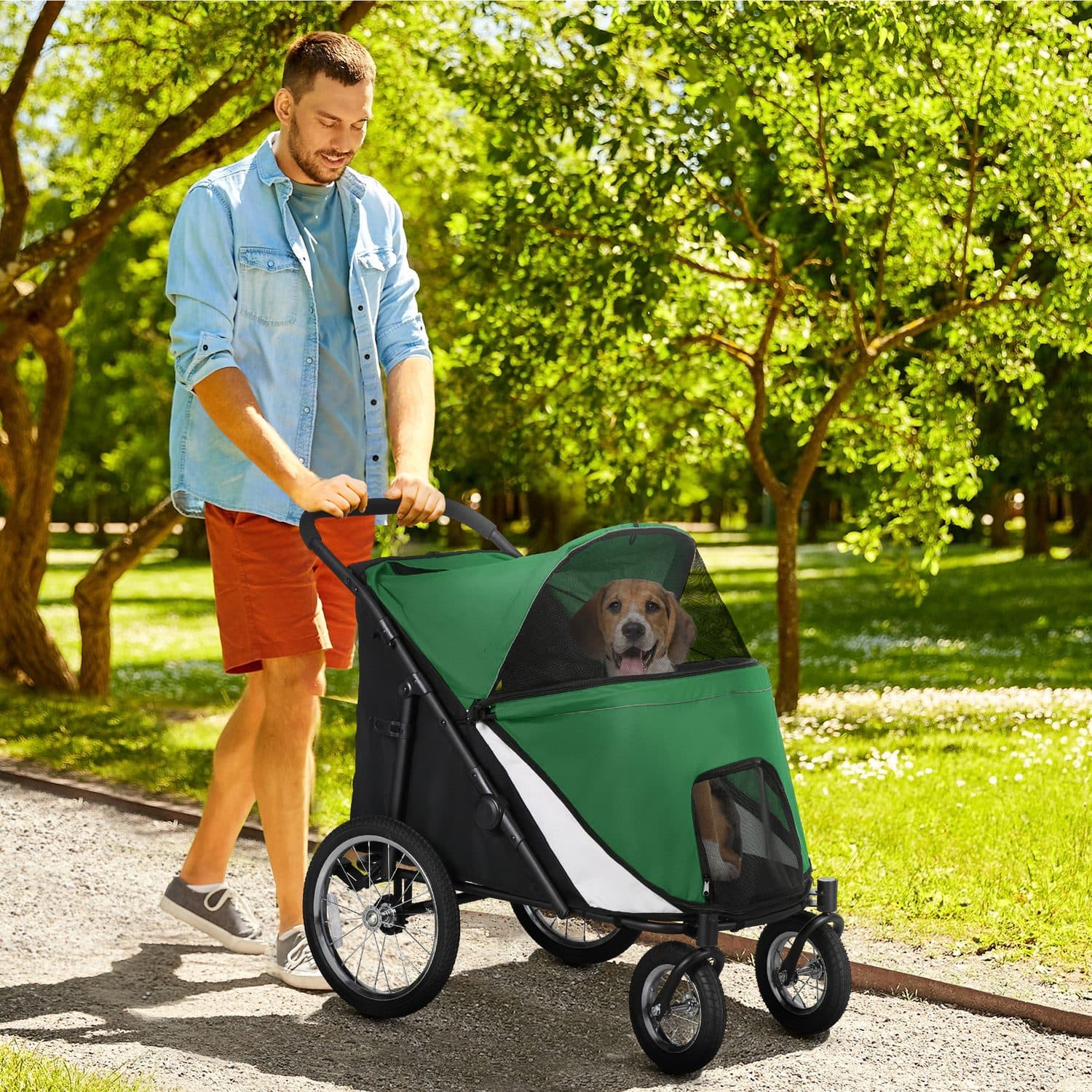 Foldable Pet Stroller for Large Dogs with Safety Leash - image 2