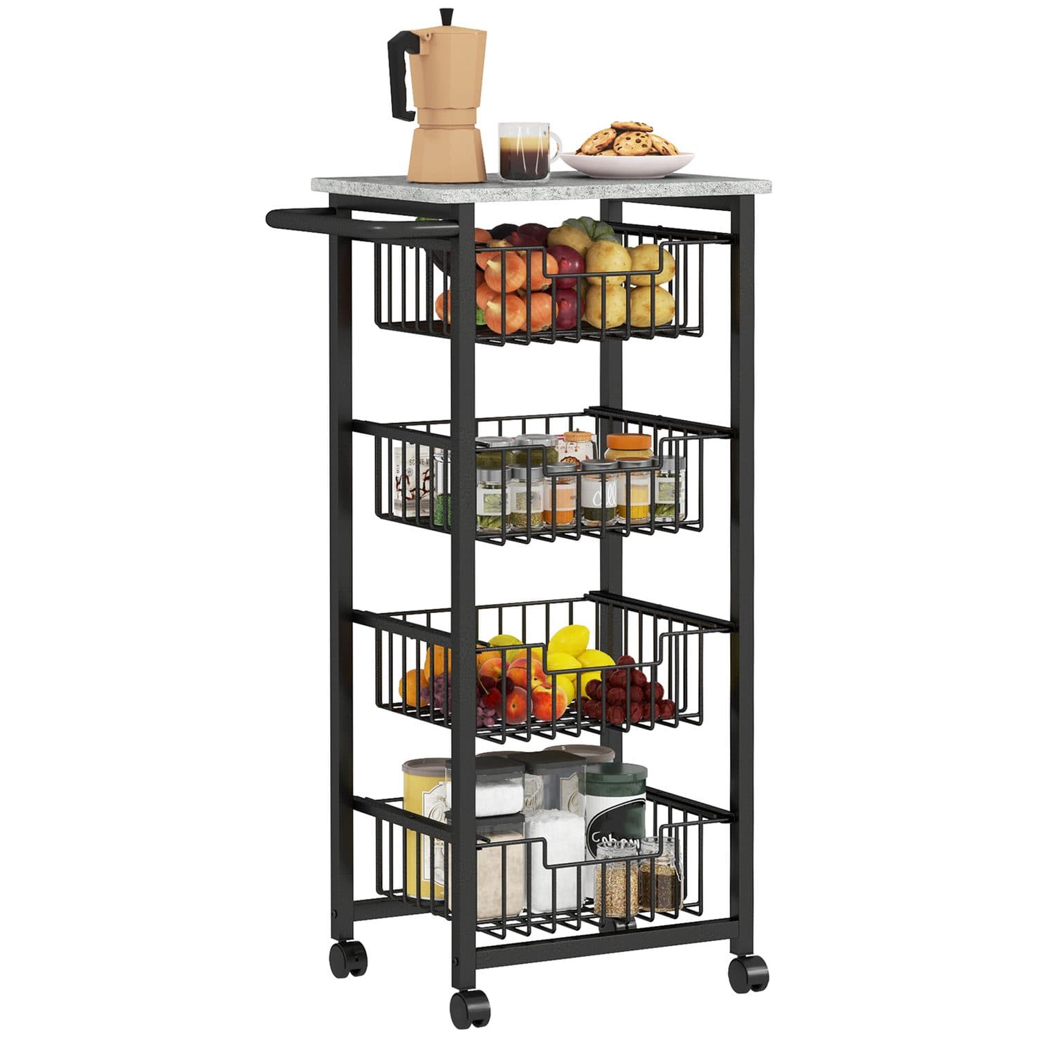 4-Tier Mobile Kitchen Island - Light Grey