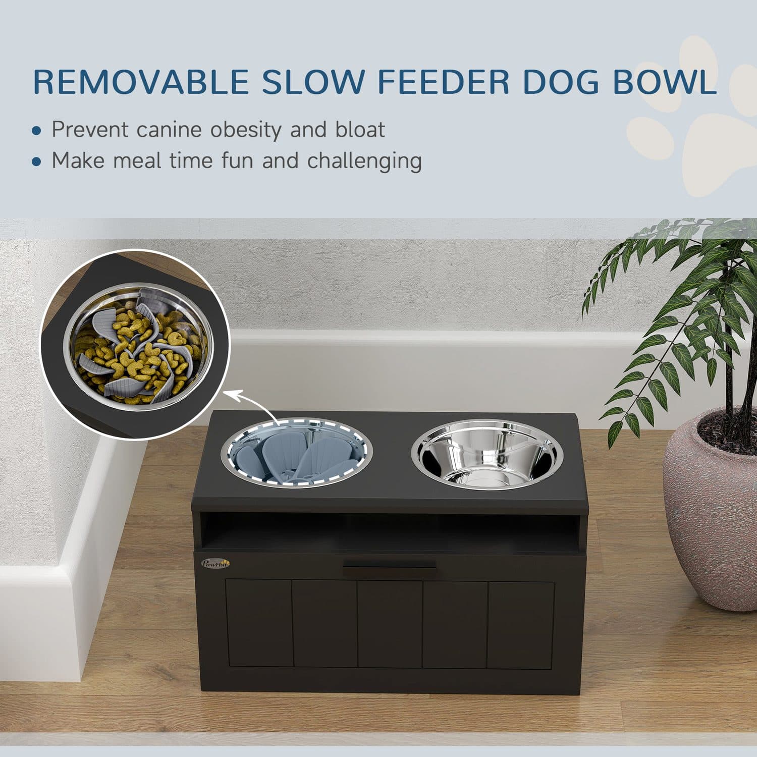 PawHut Raised Slow Feeder Bowl for Large Dogs - image 4