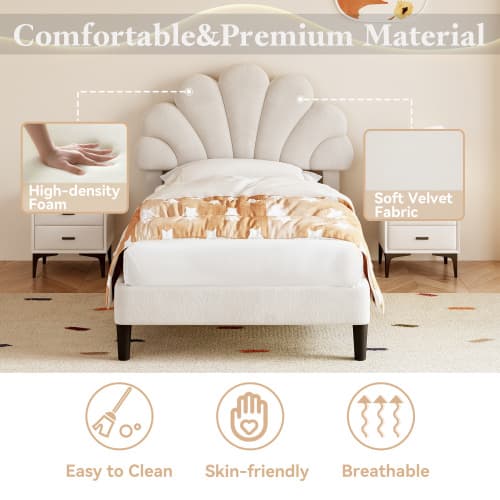 Chic Petal Velvet Bed Frame - image 1