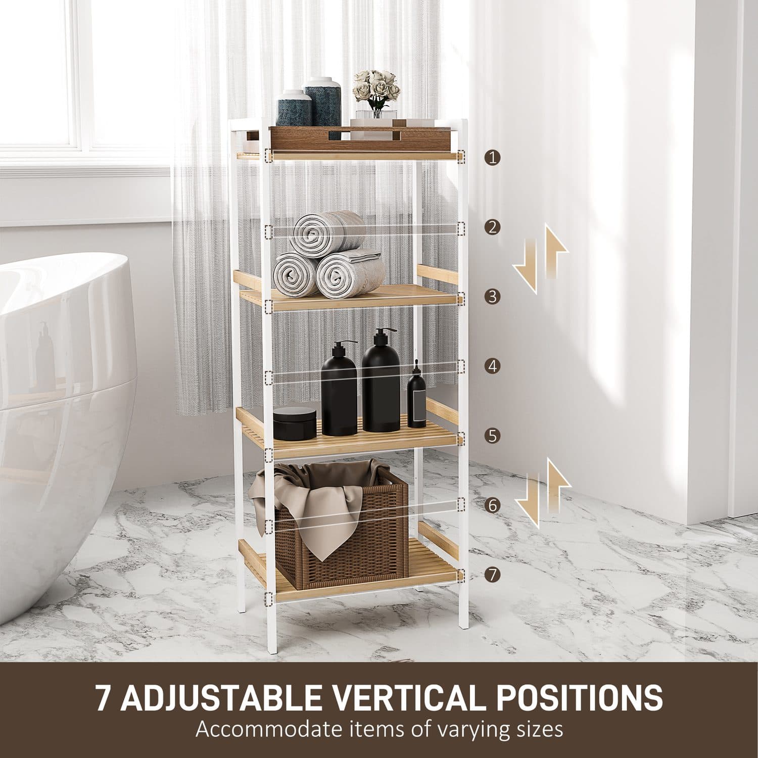 Four-tier bamboo shelf for flexible bathroom storage - image 2