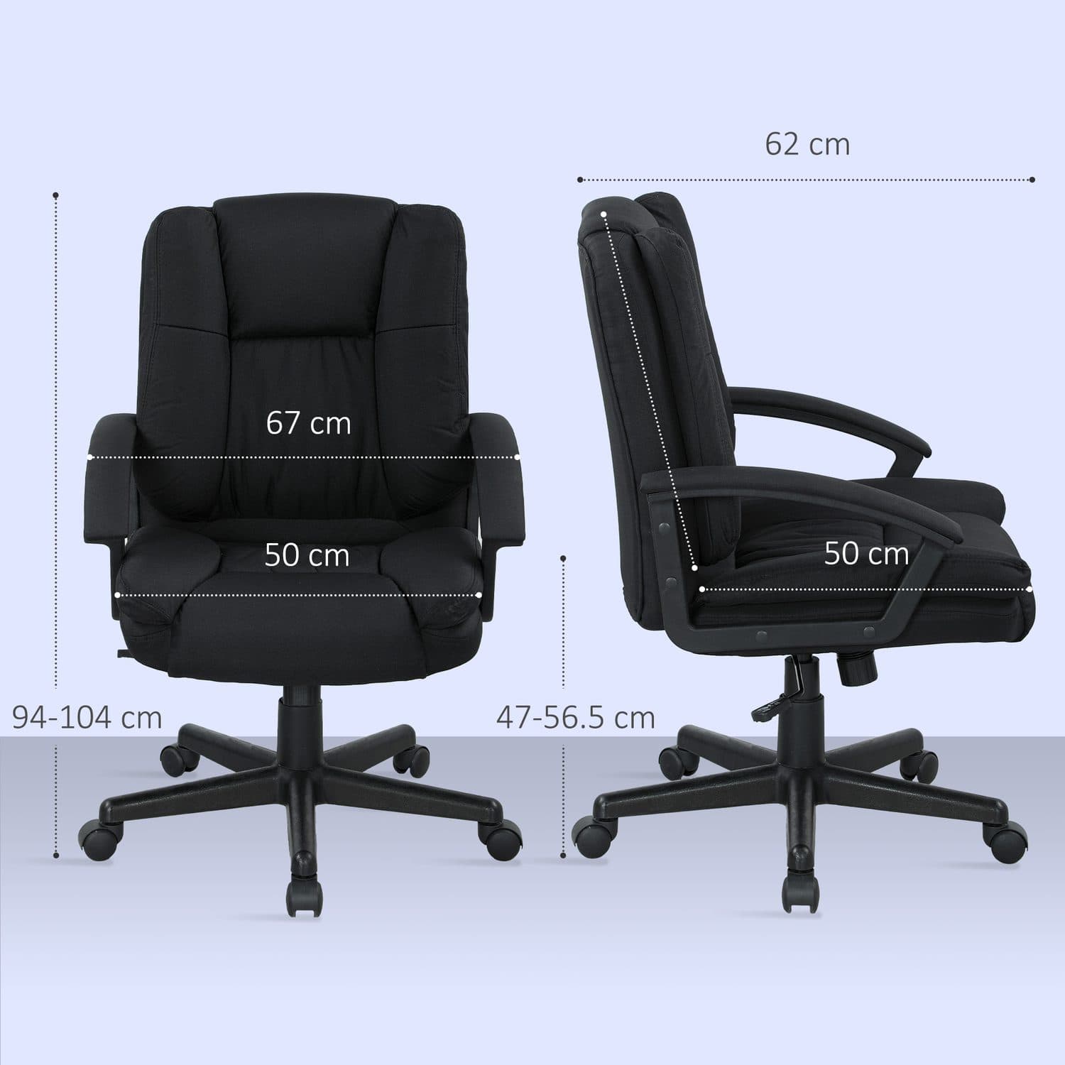 Black Linen-Look Padded Office Chair - image 2