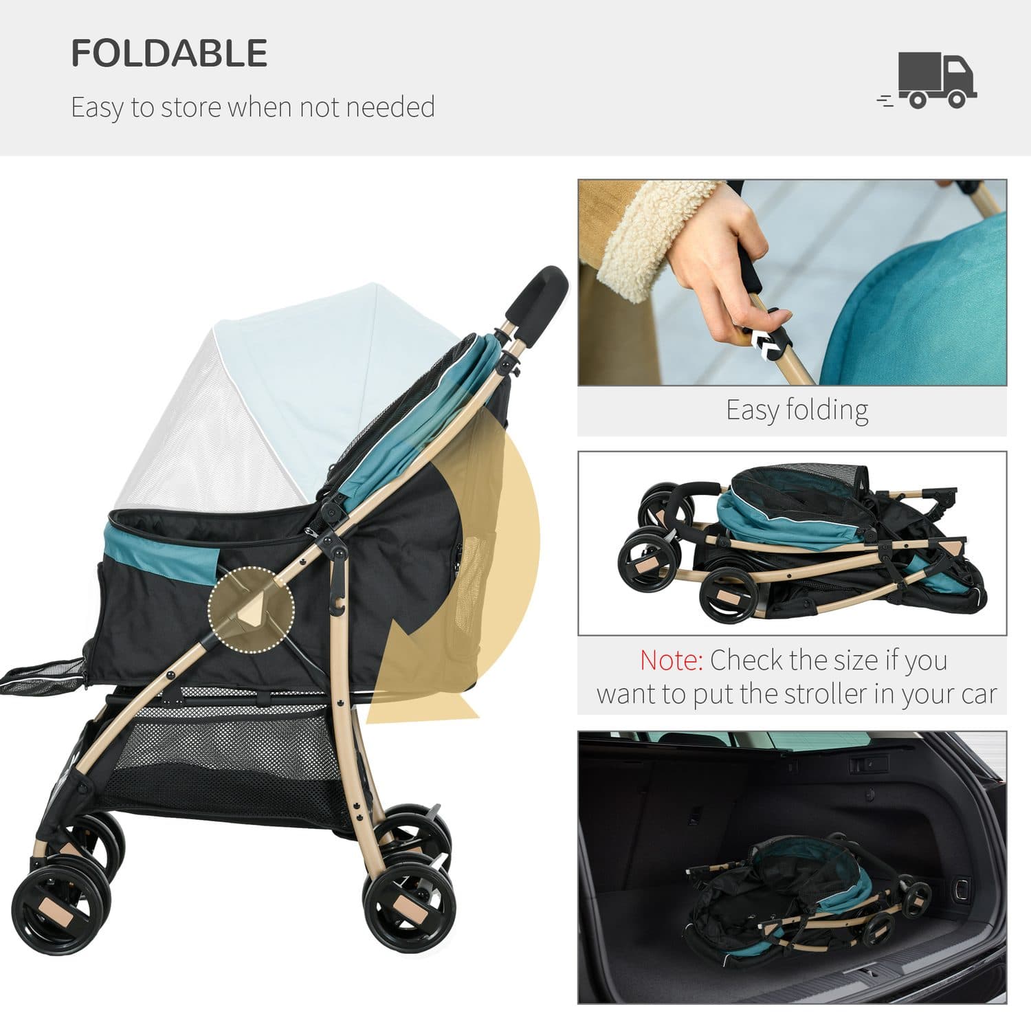 PawHut Pet Stroller for Small Dogs, Dark Green - image 1