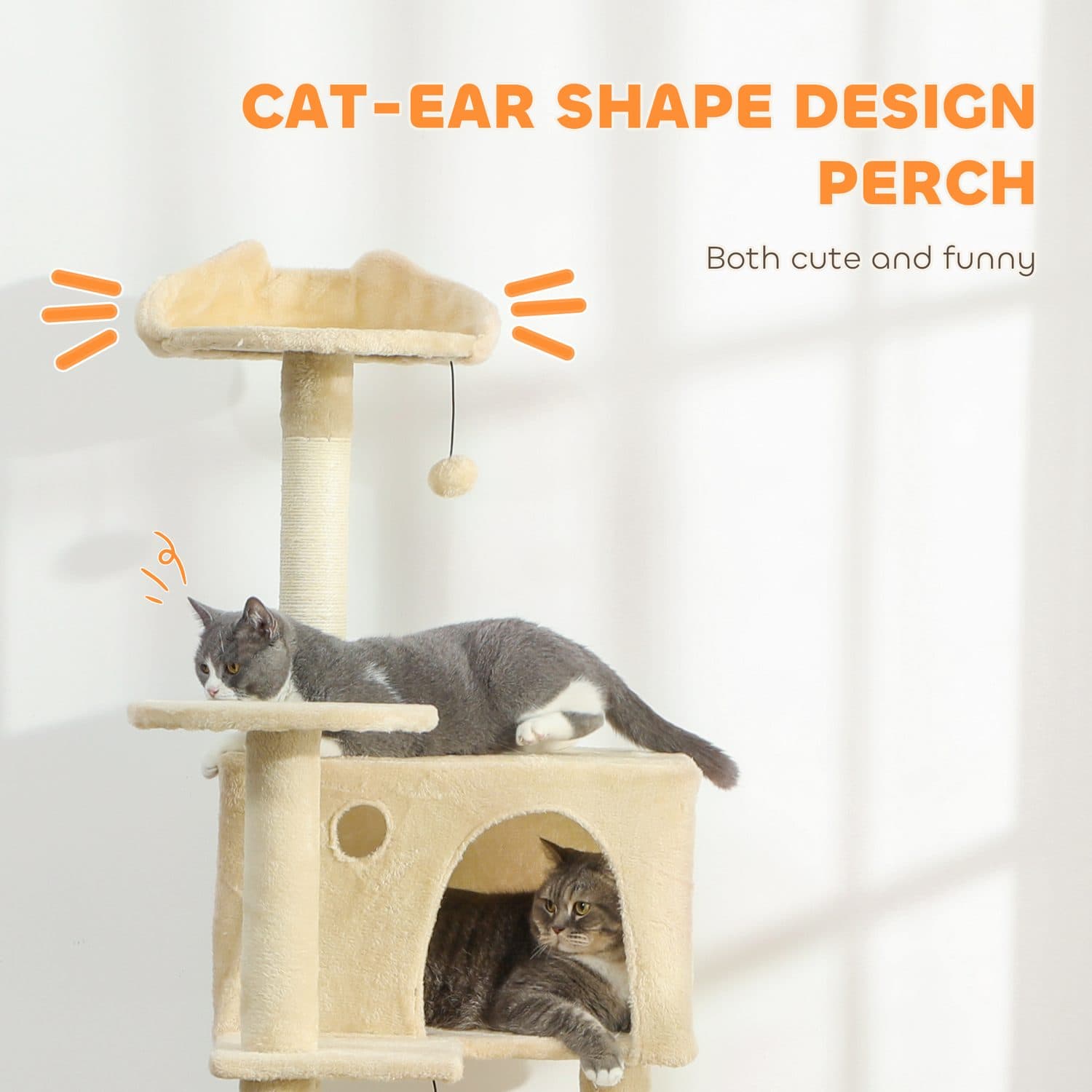 Cat tree with two condos, hammock and sisal scratching posts - image 1