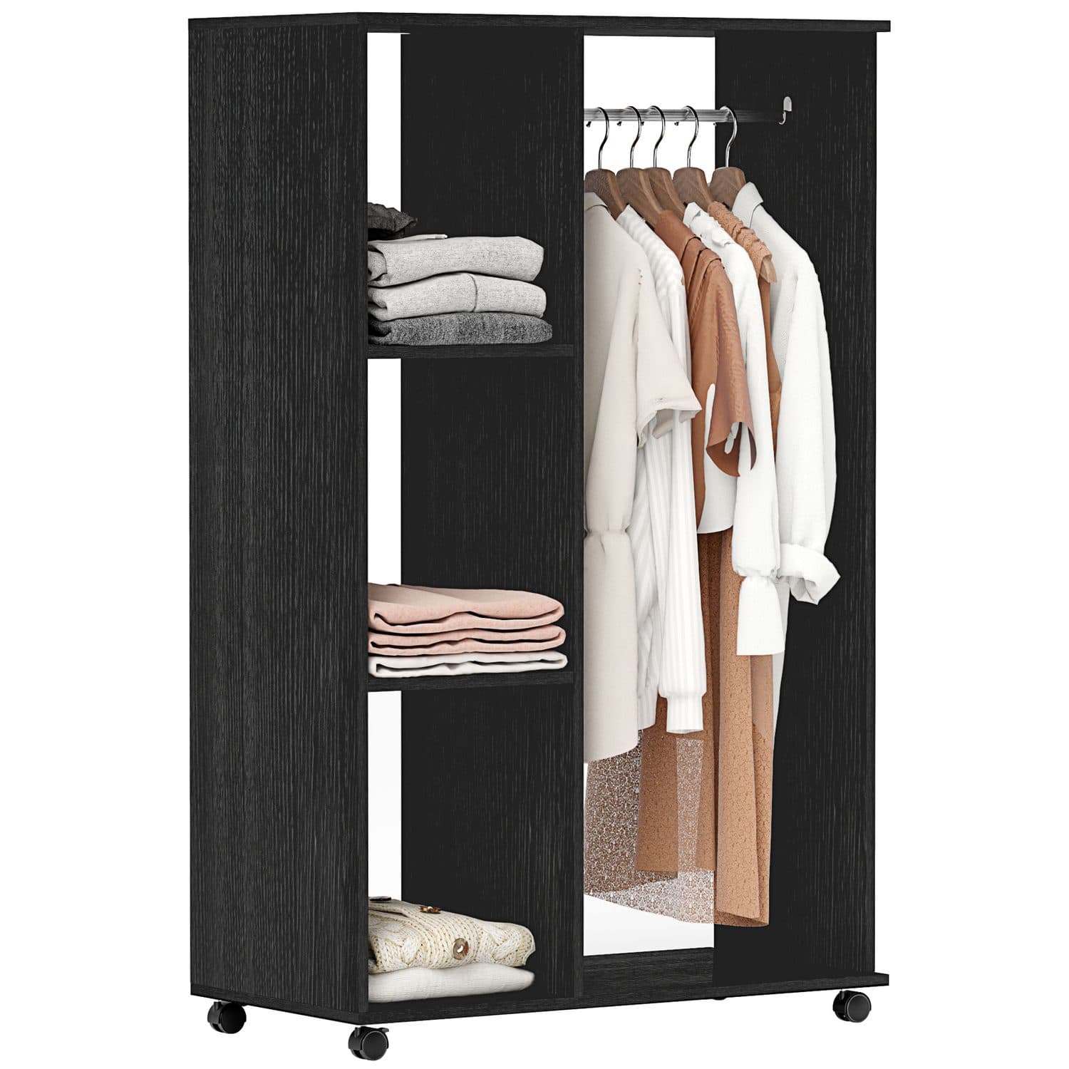 Mobile Black Open Wardrobe - Black