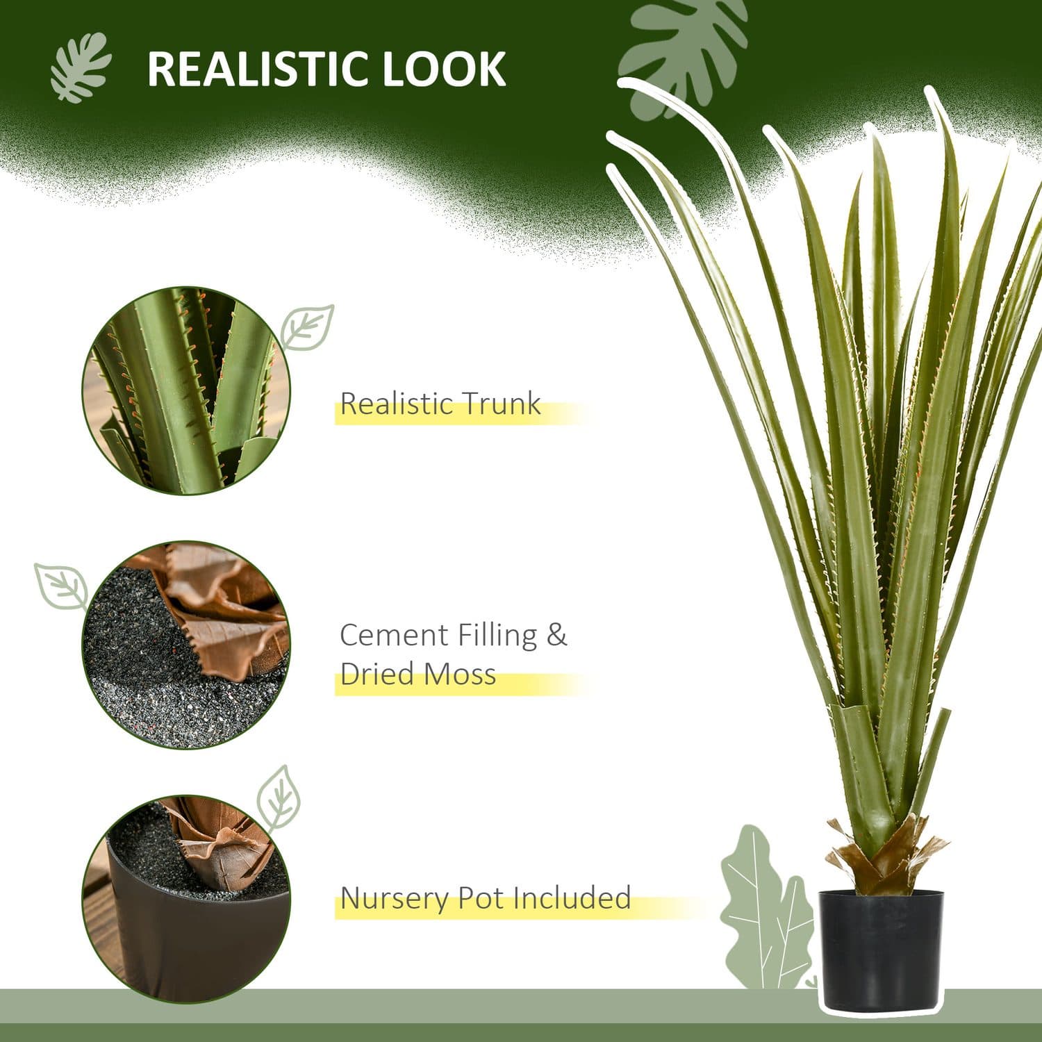Faux Agave Plants 90cm — Set of 2 in Weighted Black Pots - image 1