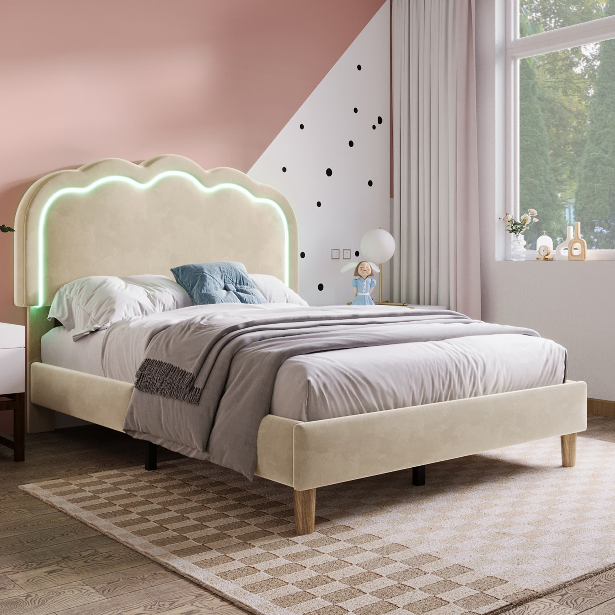LED Upholstered Bed - image 5