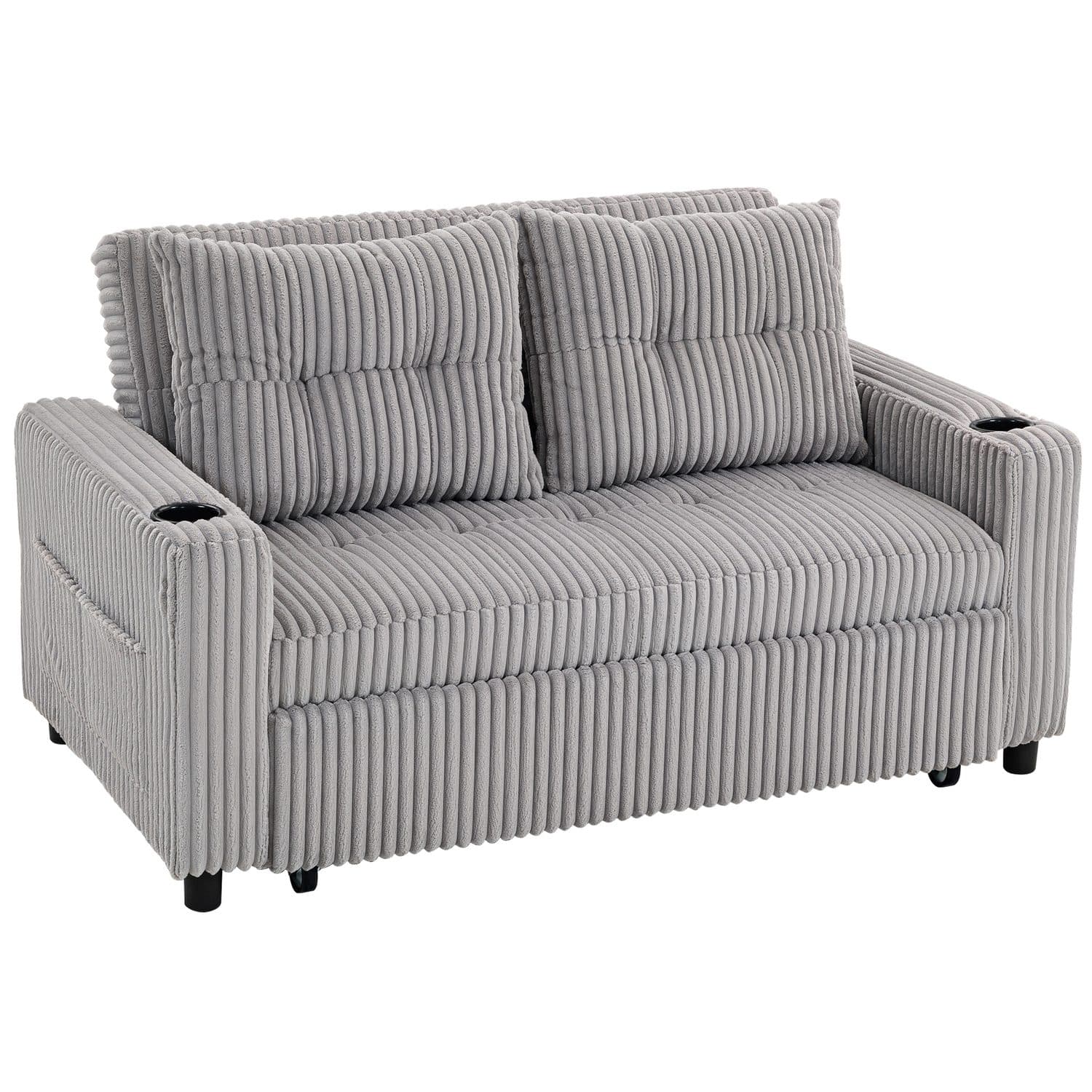 Light Grey Corduroy Sofa Bed - Light Grey