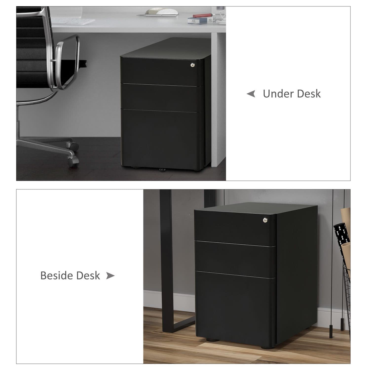 Secure Your Workspace with the Vinsetto 3-Drawer Filing Cabinet - image 4
