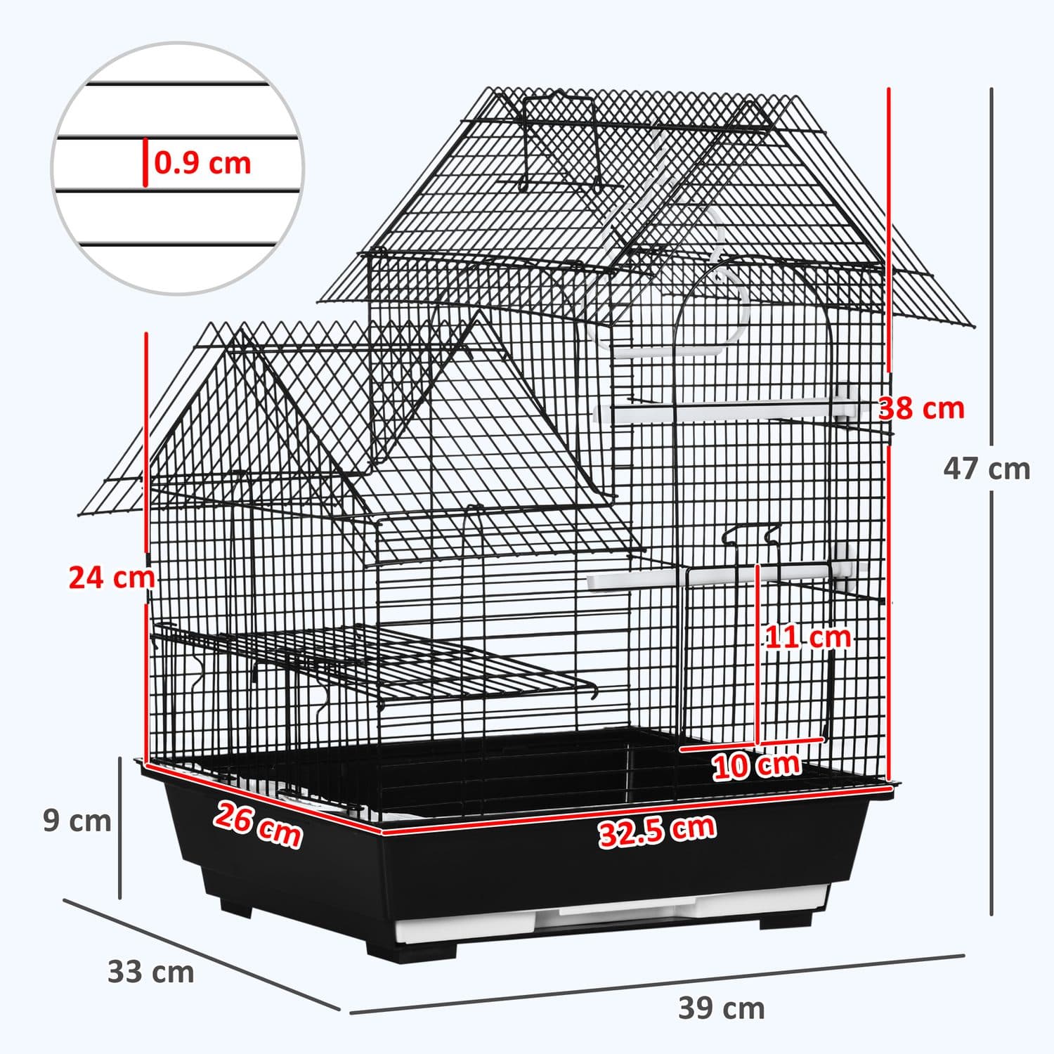 PawHut Metal Bird Cage for Finch and Canary, 39 x 33 x 47cm - image 2