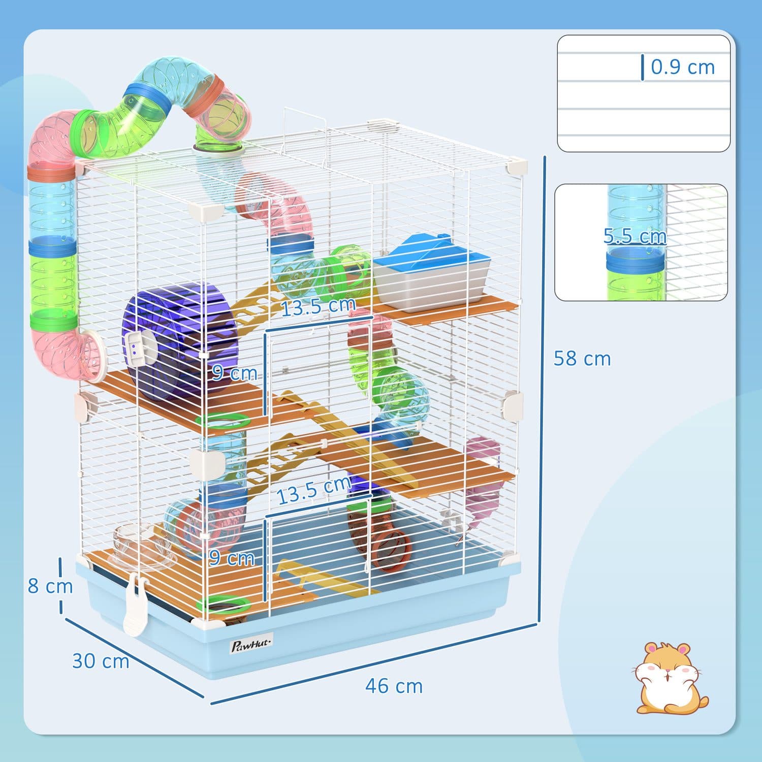 PawHut 5-Tier Hamster Cage Carrier Habitat - image 4